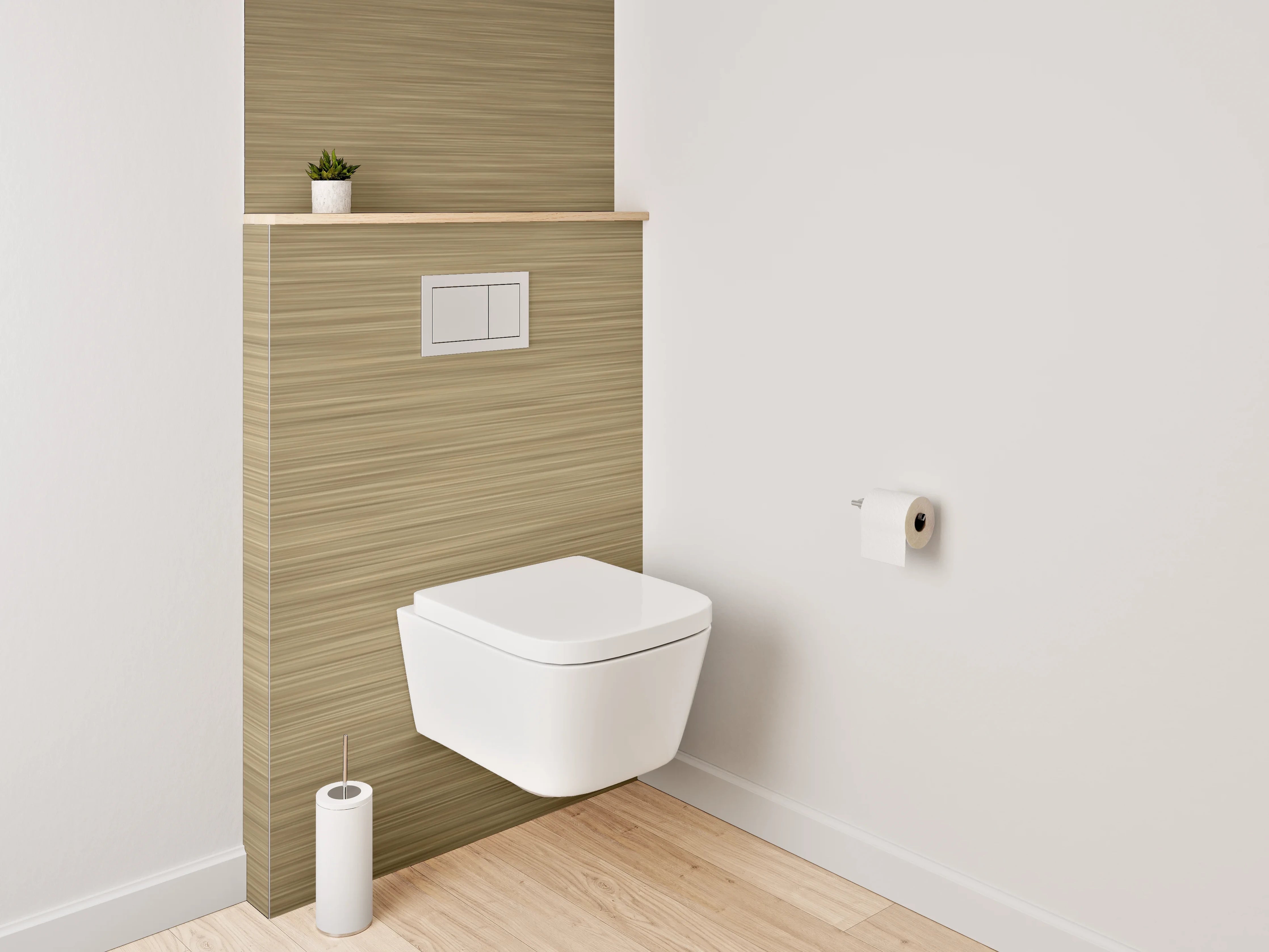 WC-Rückwand - Moderne Goldene Holzoptik