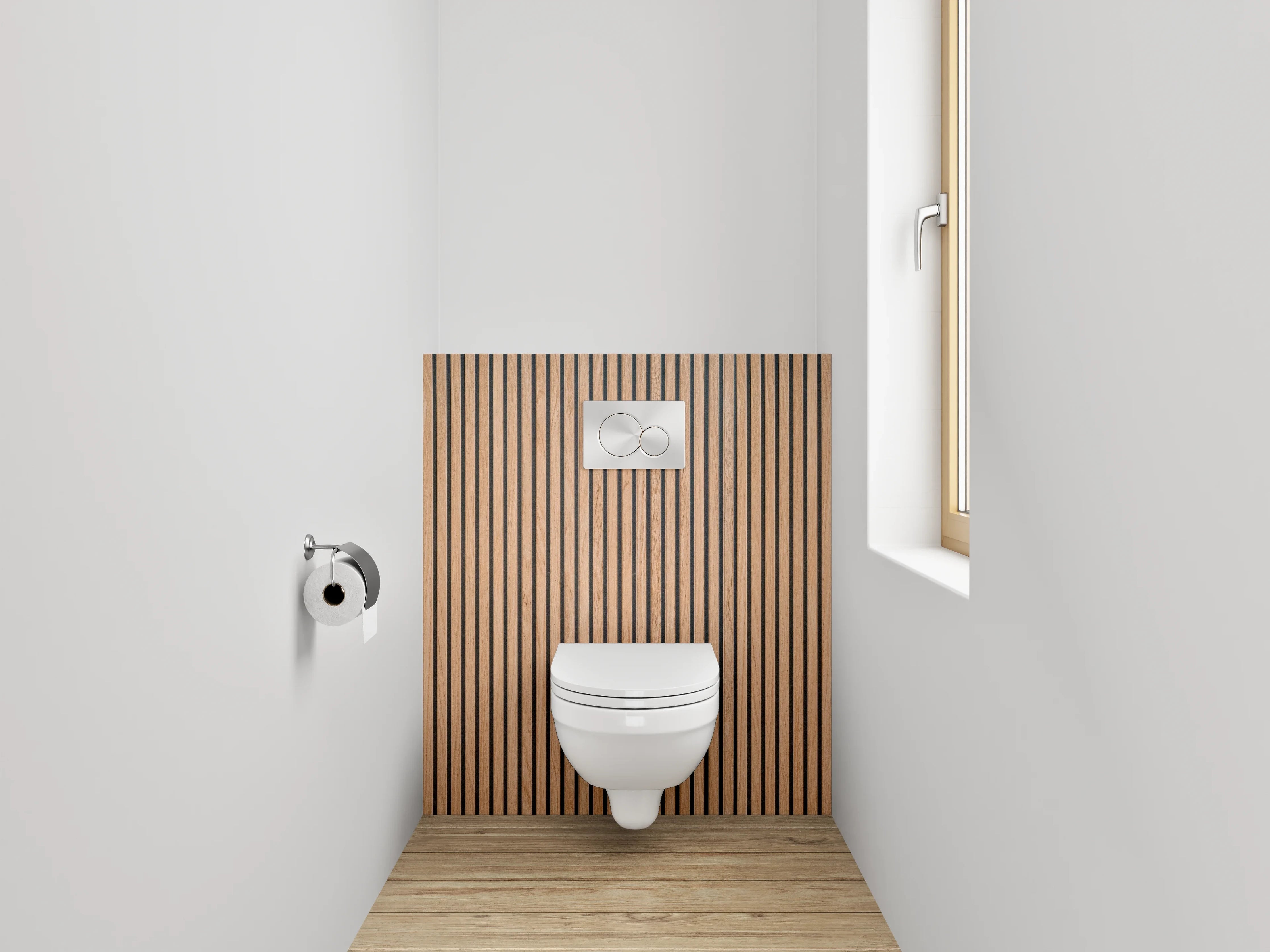 WC-Rückwand - Moderne Holzlamellen Optik