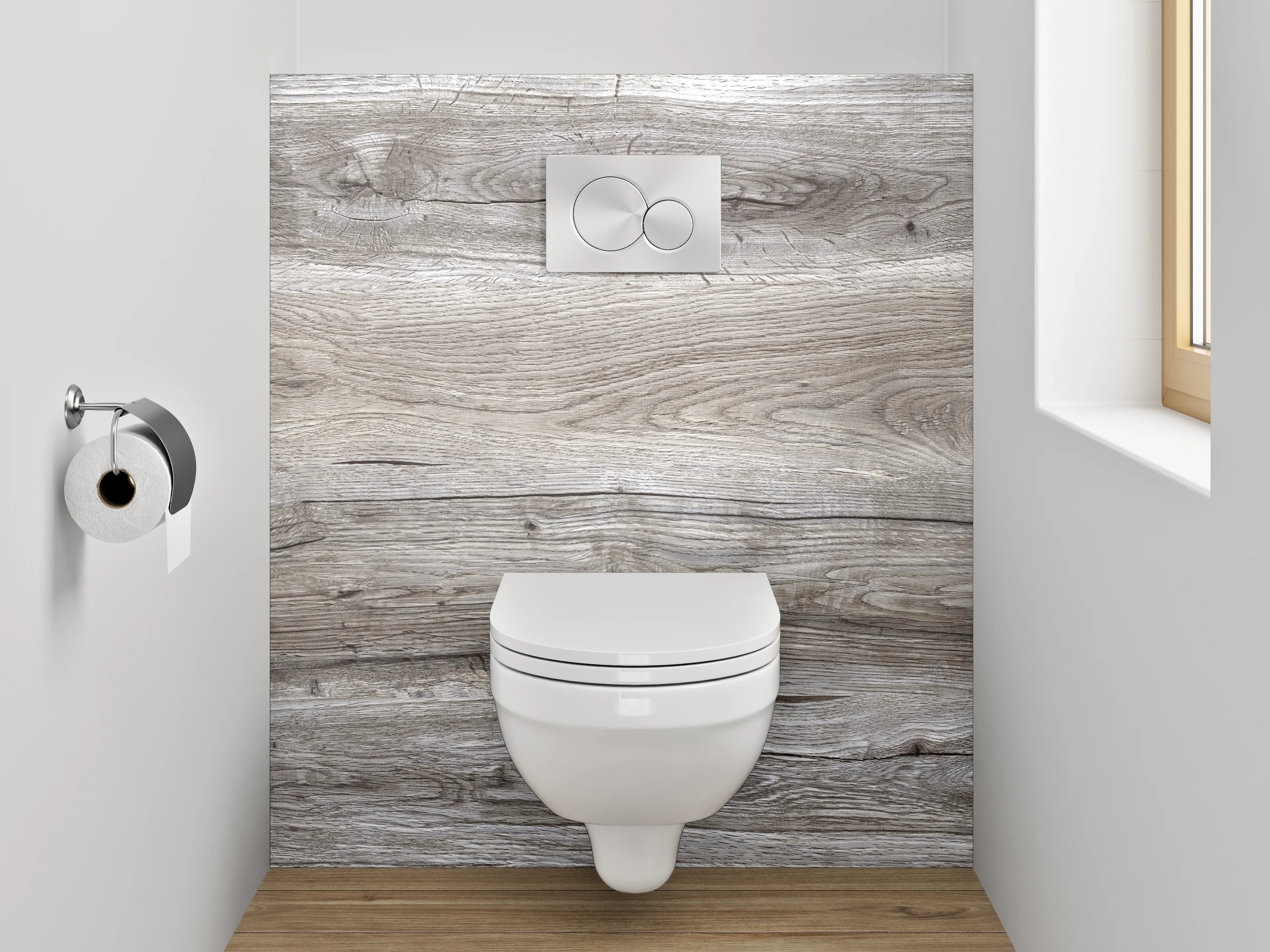 WC-Rückwand - Moderne Holzoptik Grau Braun