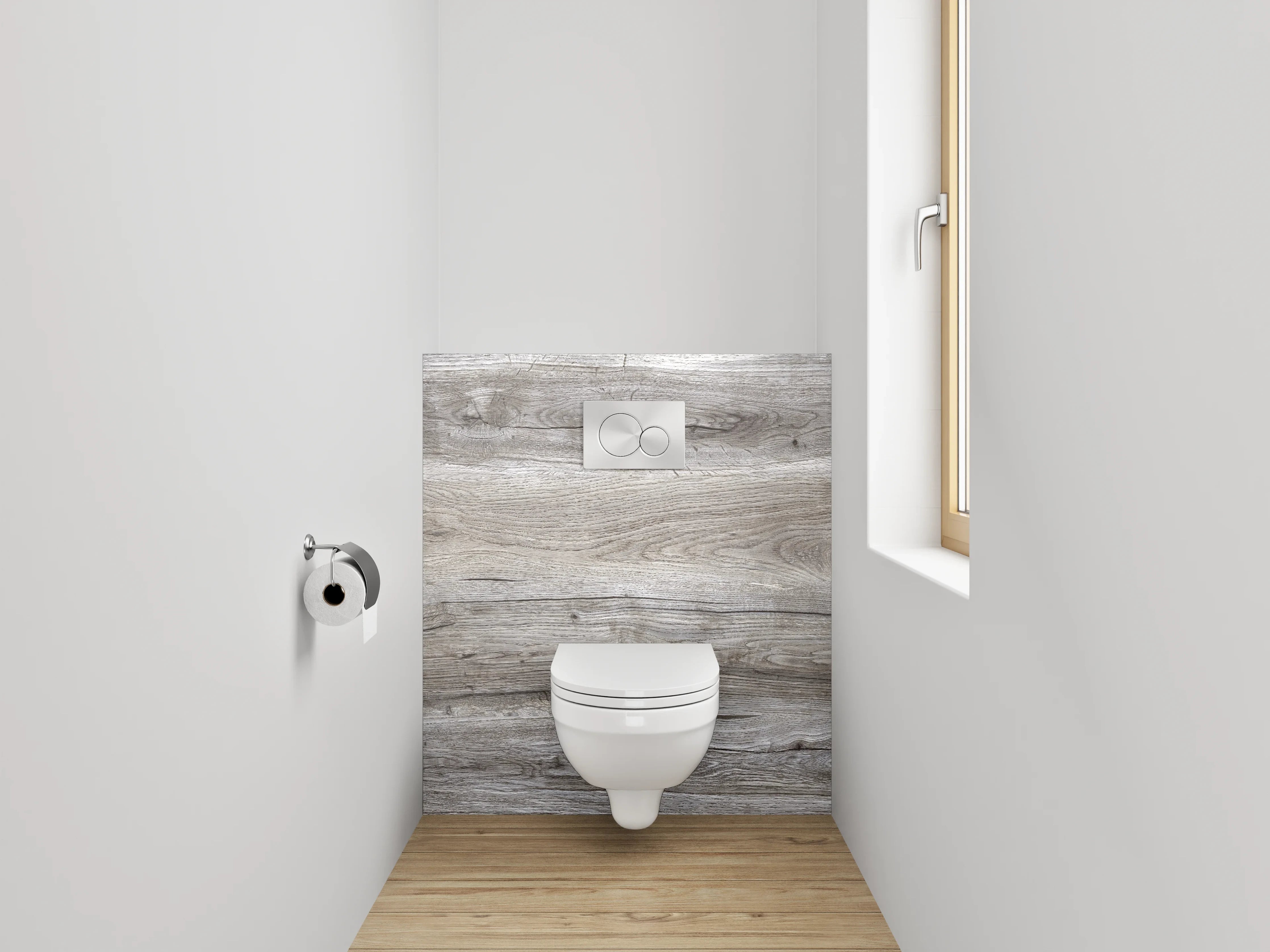 WC-Rückwand - Moderne Holzoptik Grau Braun