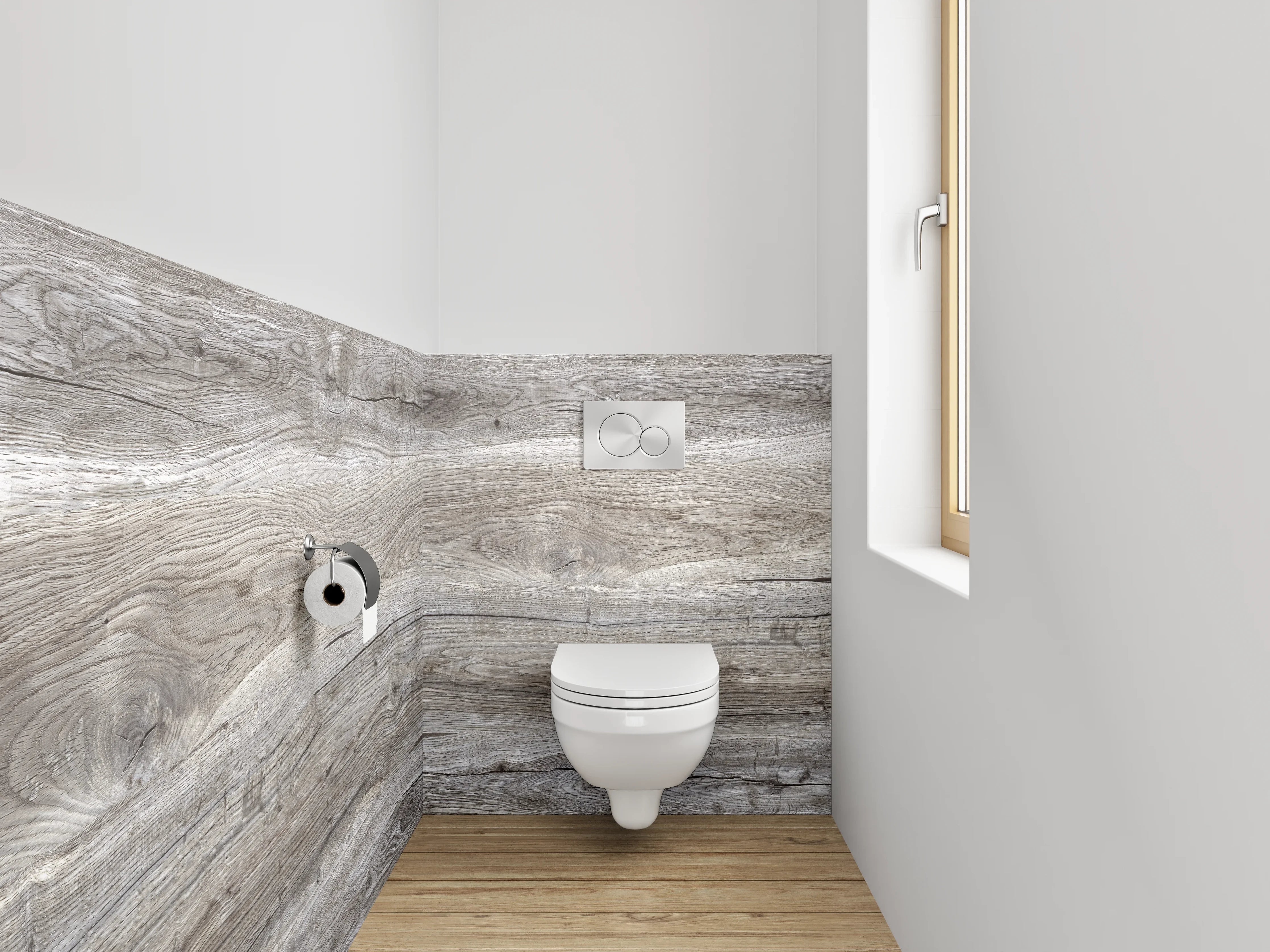 WC-Rückwand - Moderne Holzoptik Grau Braun