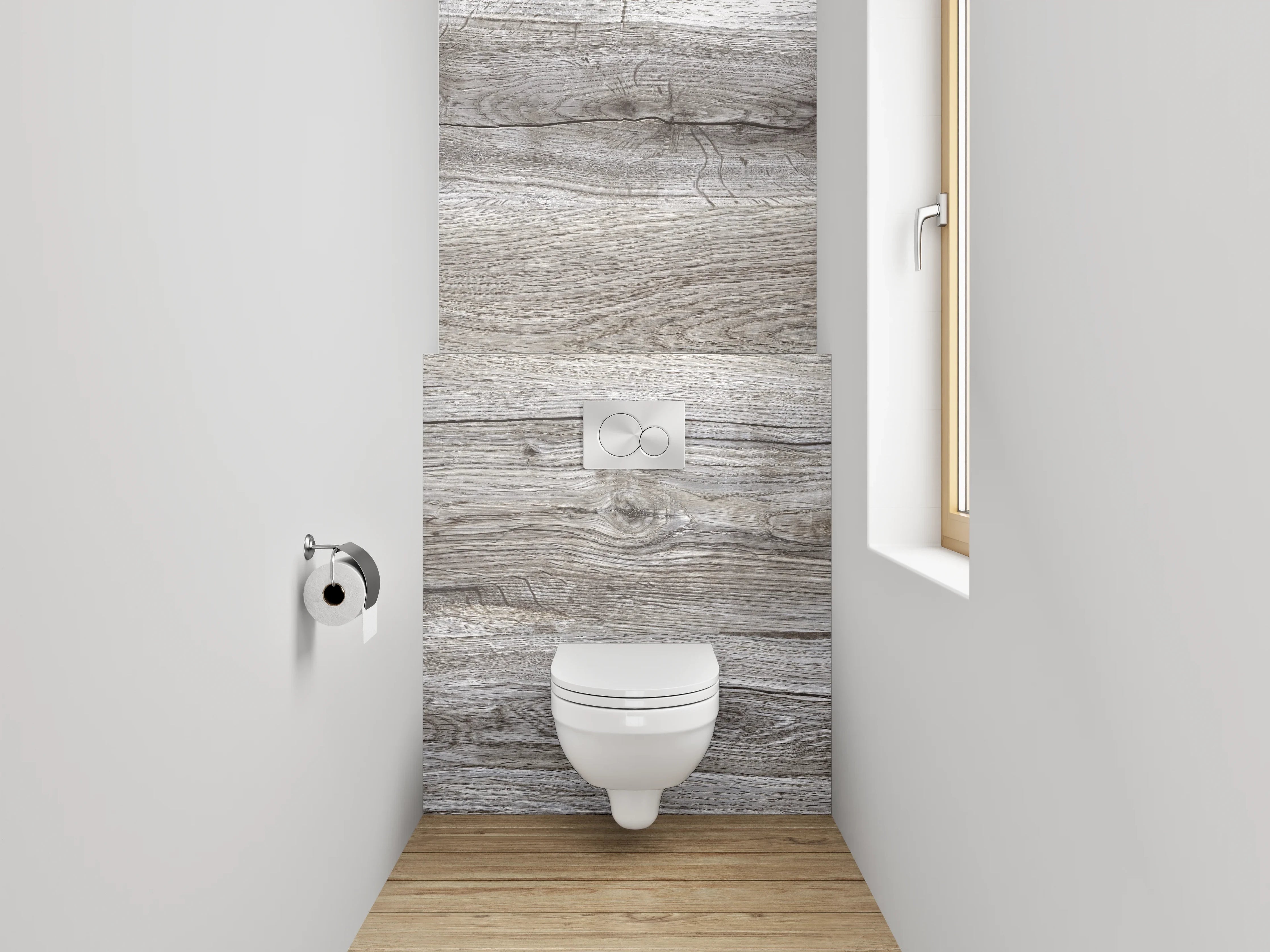 WC-Rückwand - Moderne Holzoptik Grau Braun