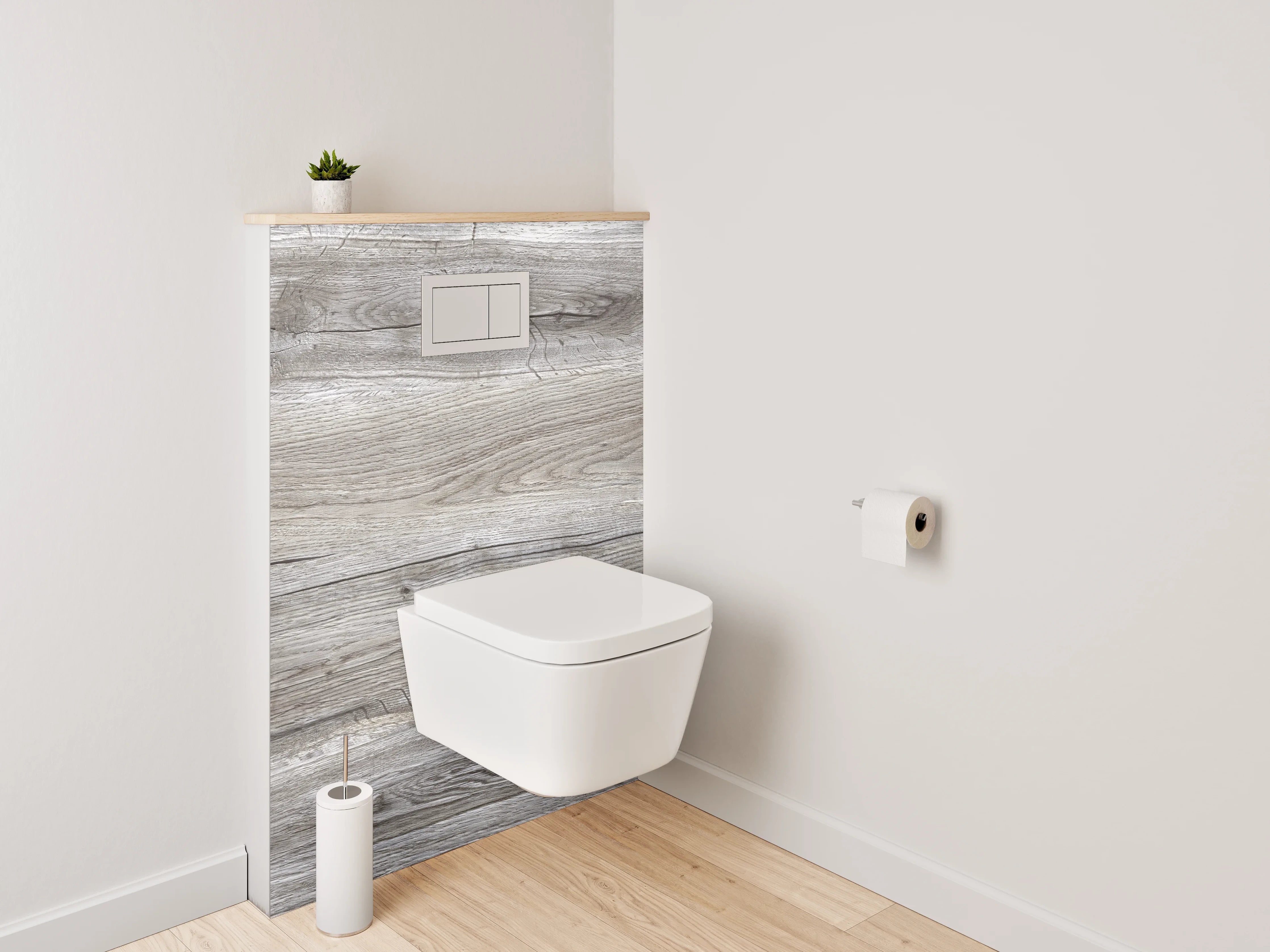 WC-Rückwand - Moderne Holzoptik Grau Braun