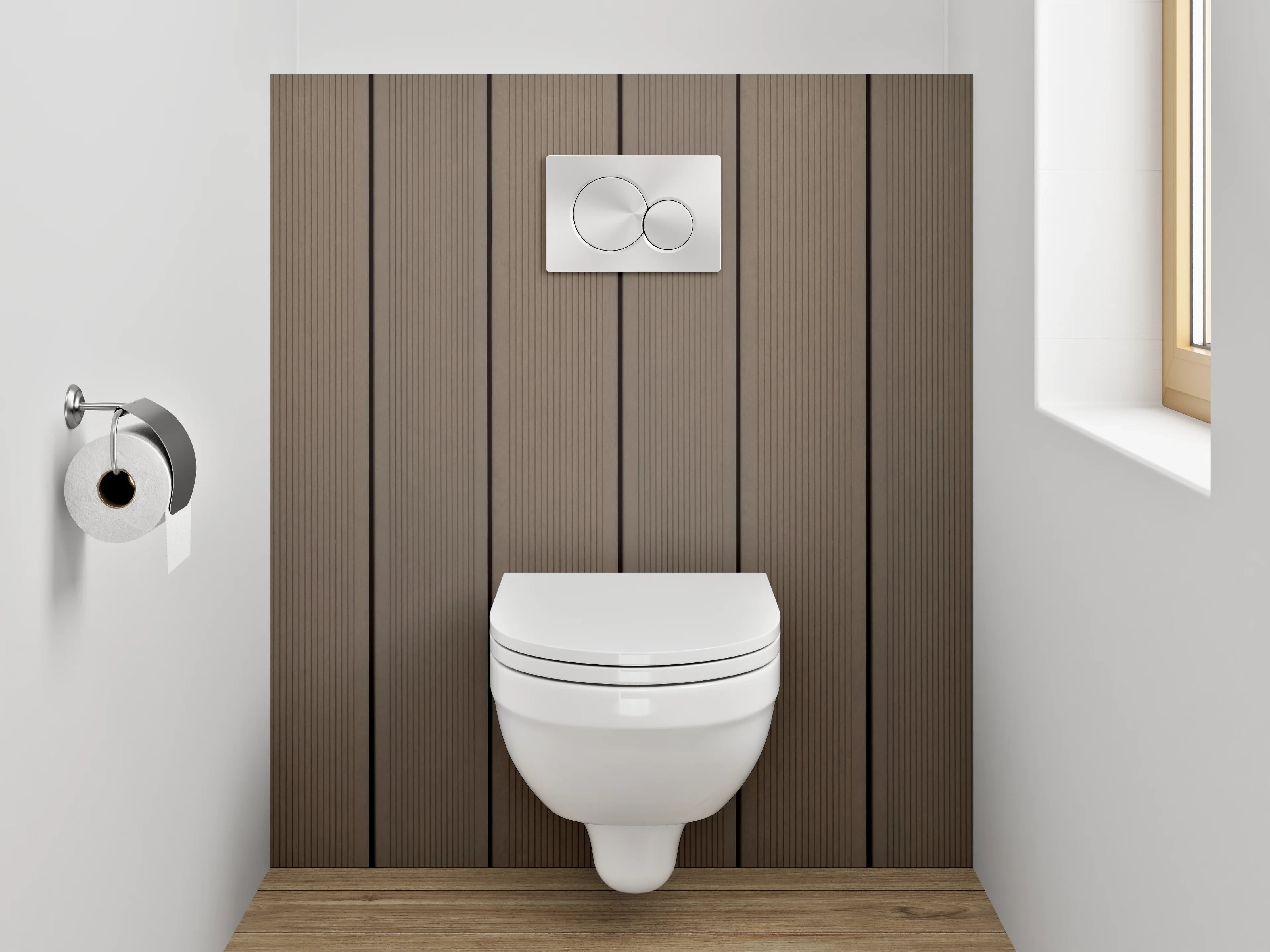 WC-Rückwand - Moderne Holzoptik Wandpaneele Braun