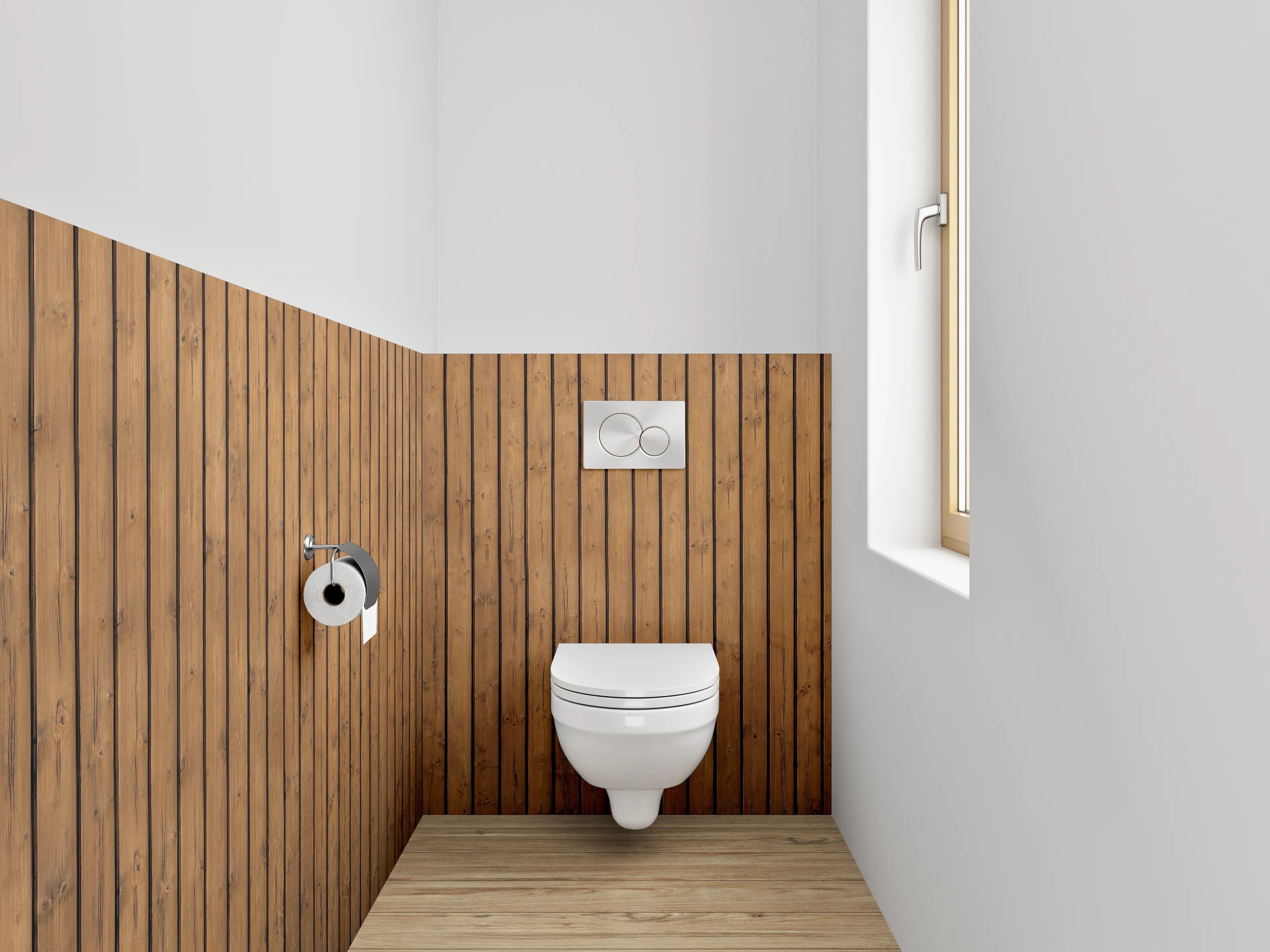 WC-Rückwand - Moderne Holzpaneel-Wandstruktur Braun