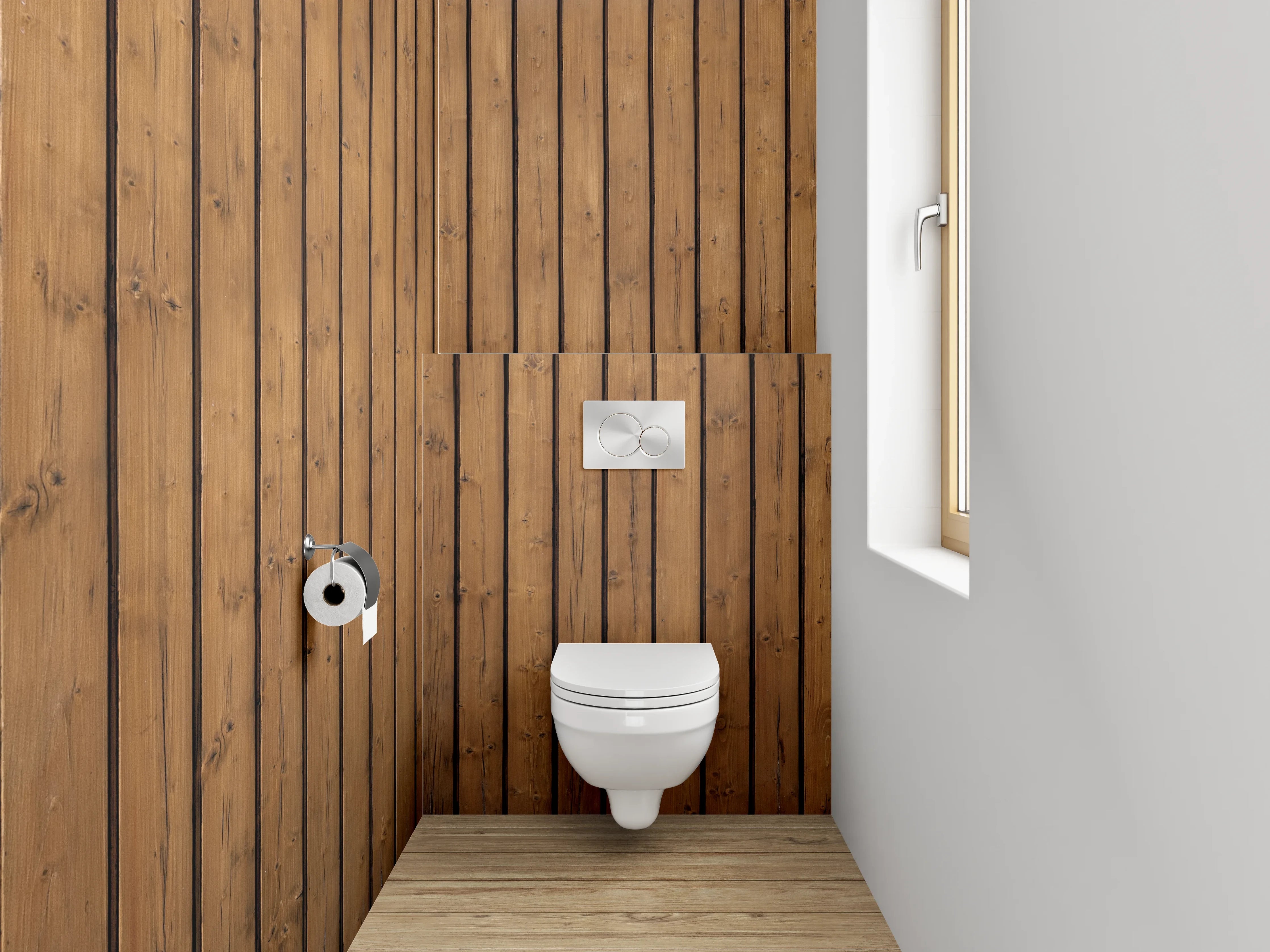 WC-Rückwand - Moderne Holzpaneel-Wandstruktur Braun