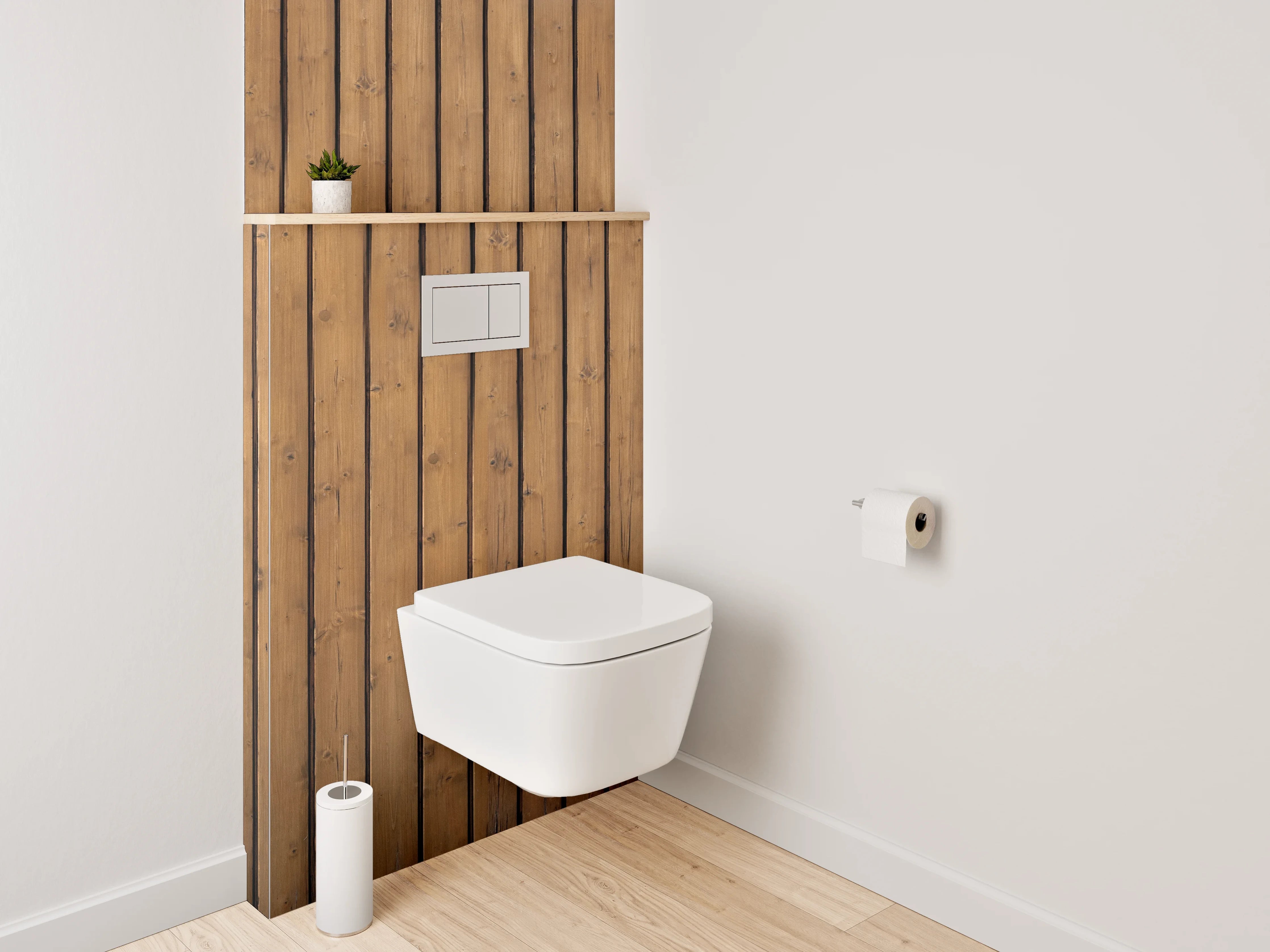 WC-Rückwand - Moderne Holzpaneel-Wandstruktur Braun