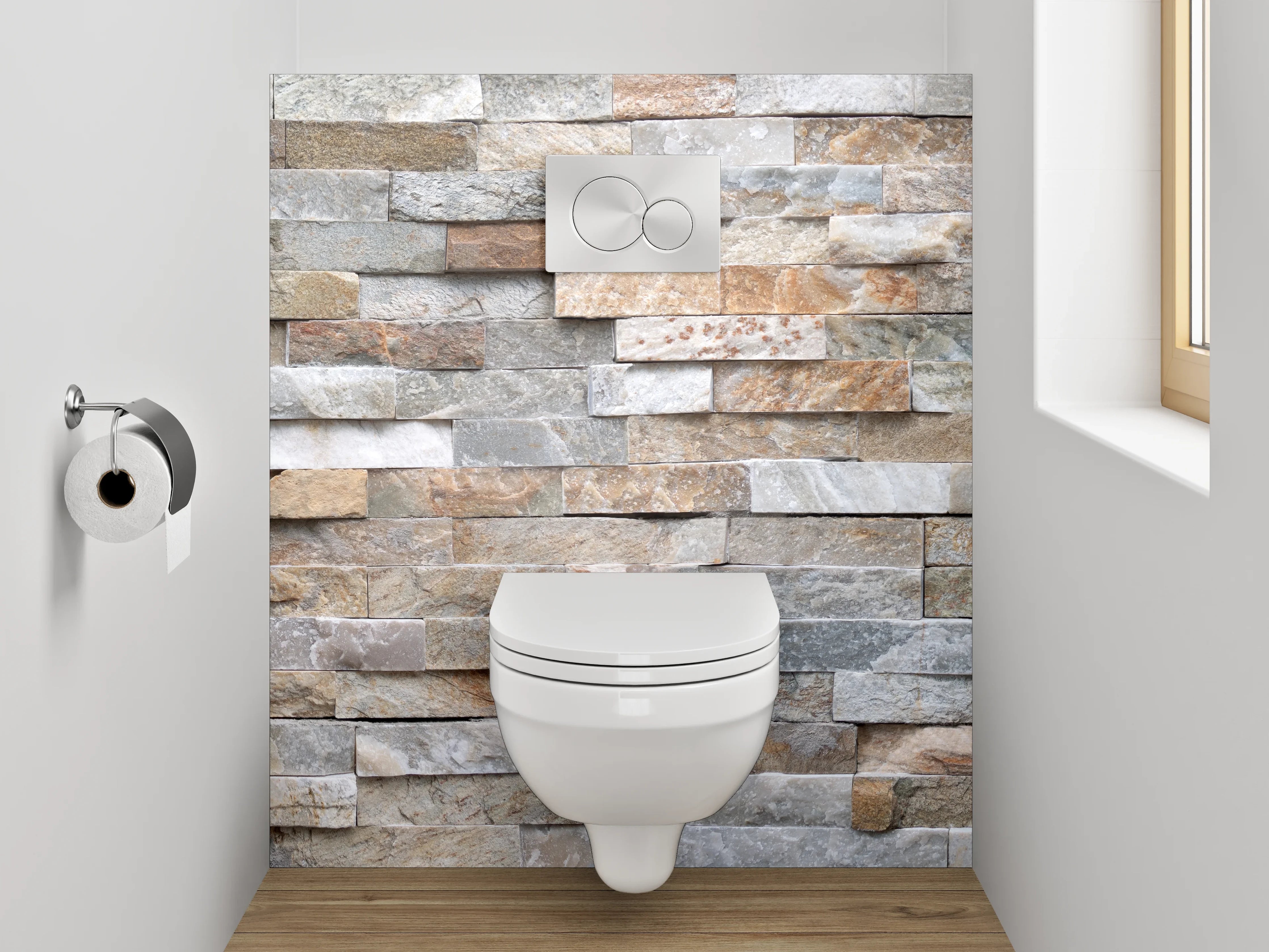 WC-Rückwand - Moderne Naturstein-Optik Wandverkleidung