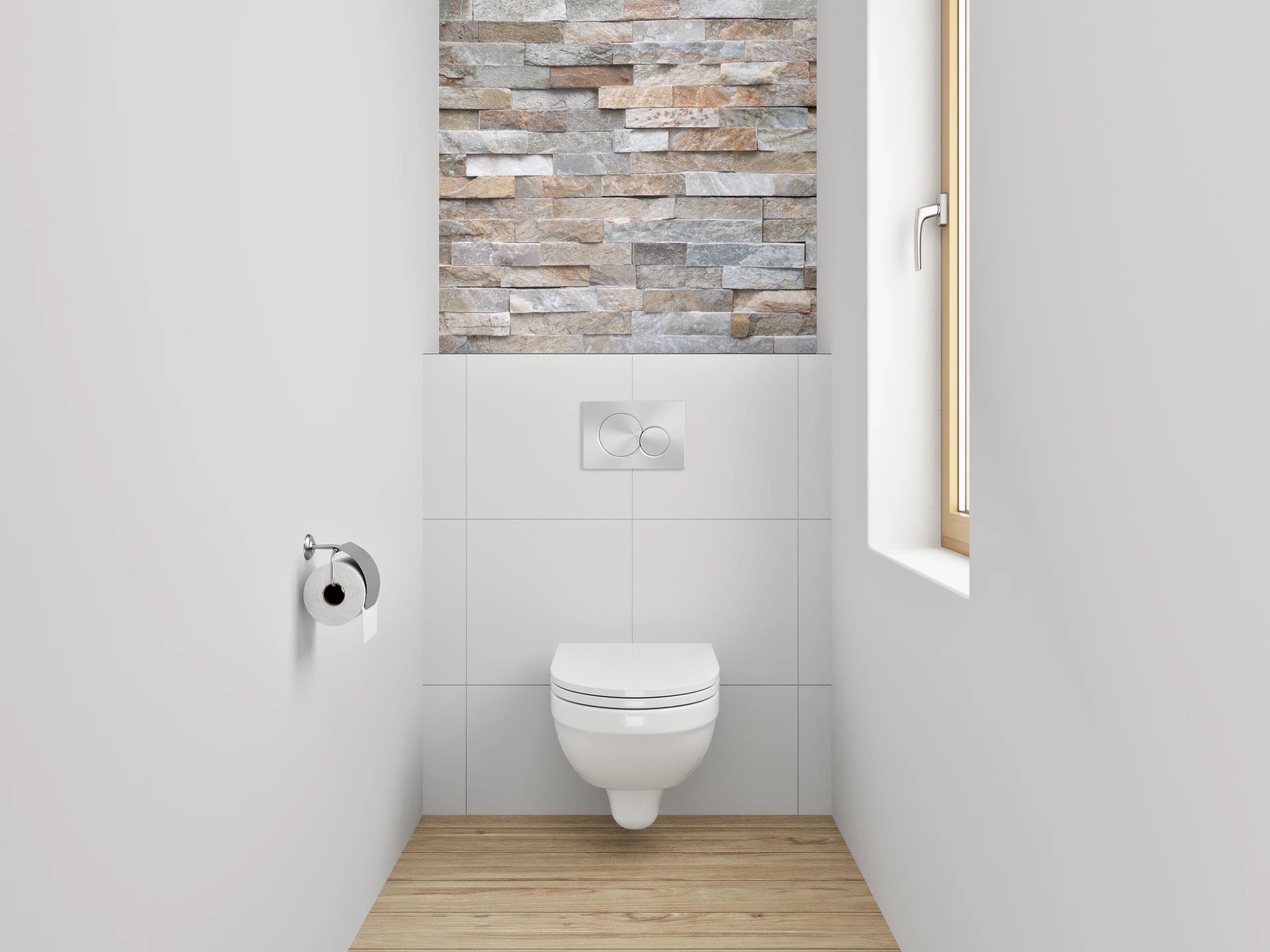 WC-Rückwand - Moderne Naturstein-Optik Wandverkleidung