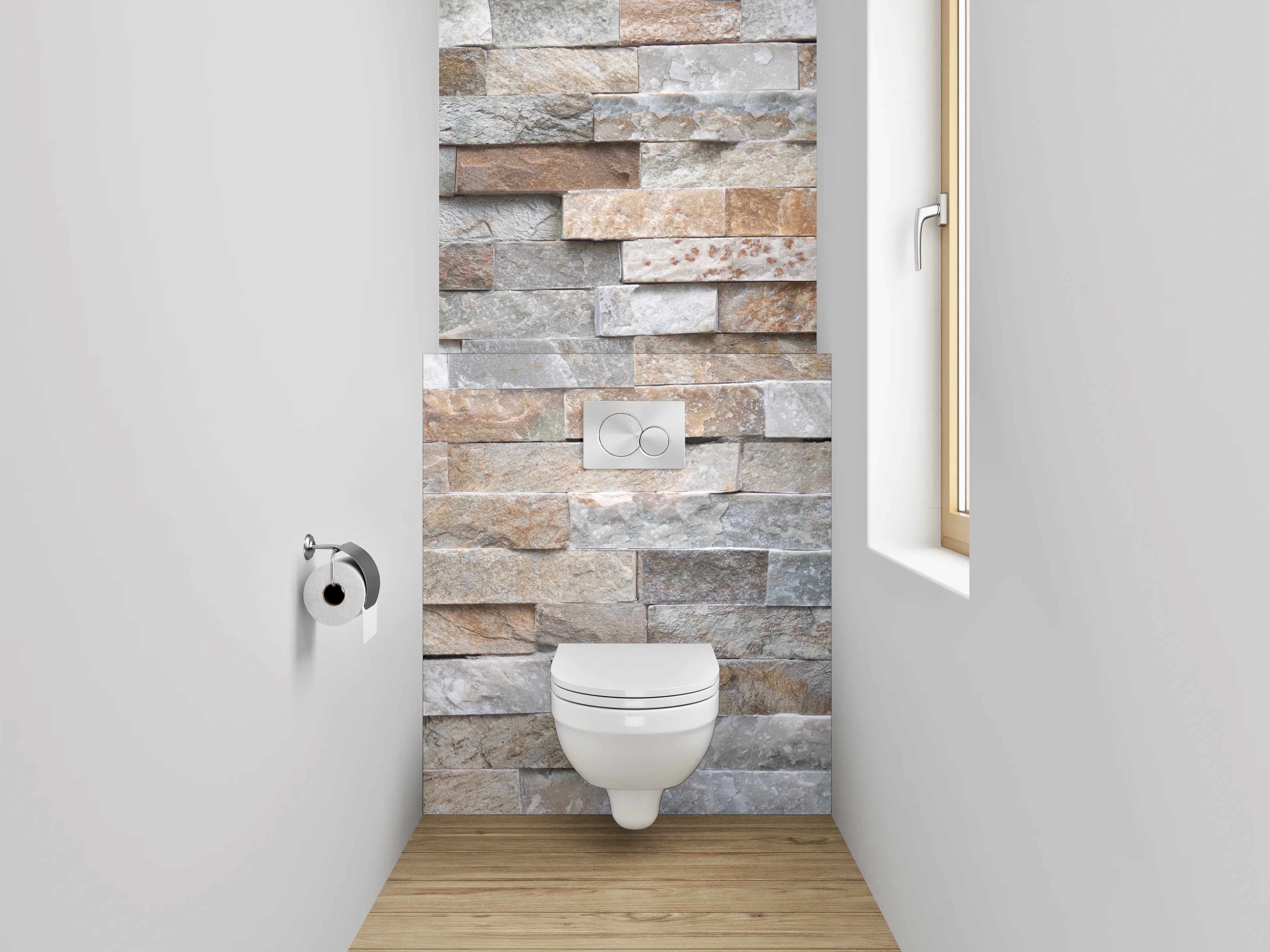 WC-Rückwand - Moderne Naturstein-Optik Wandverkleidung