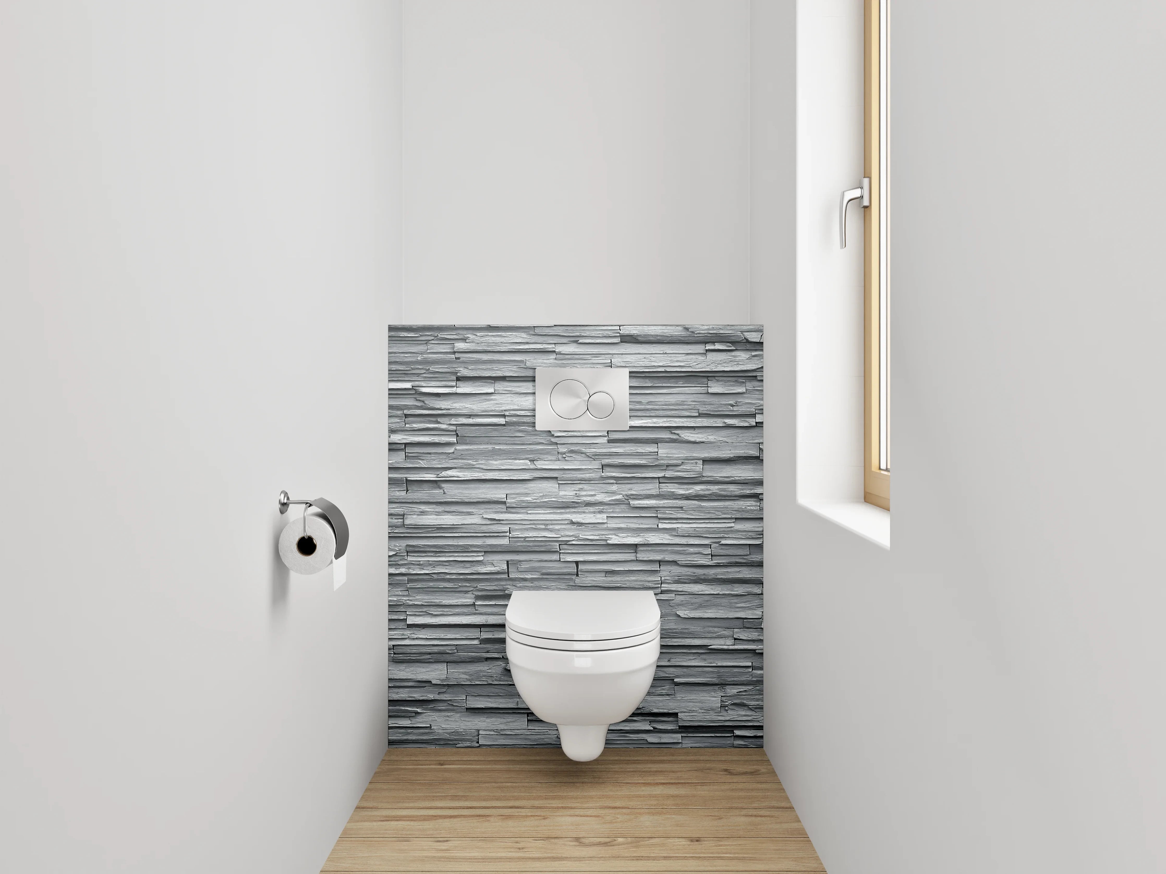 WC-Rückwand - Moderne Schiefer-Optik in Grau