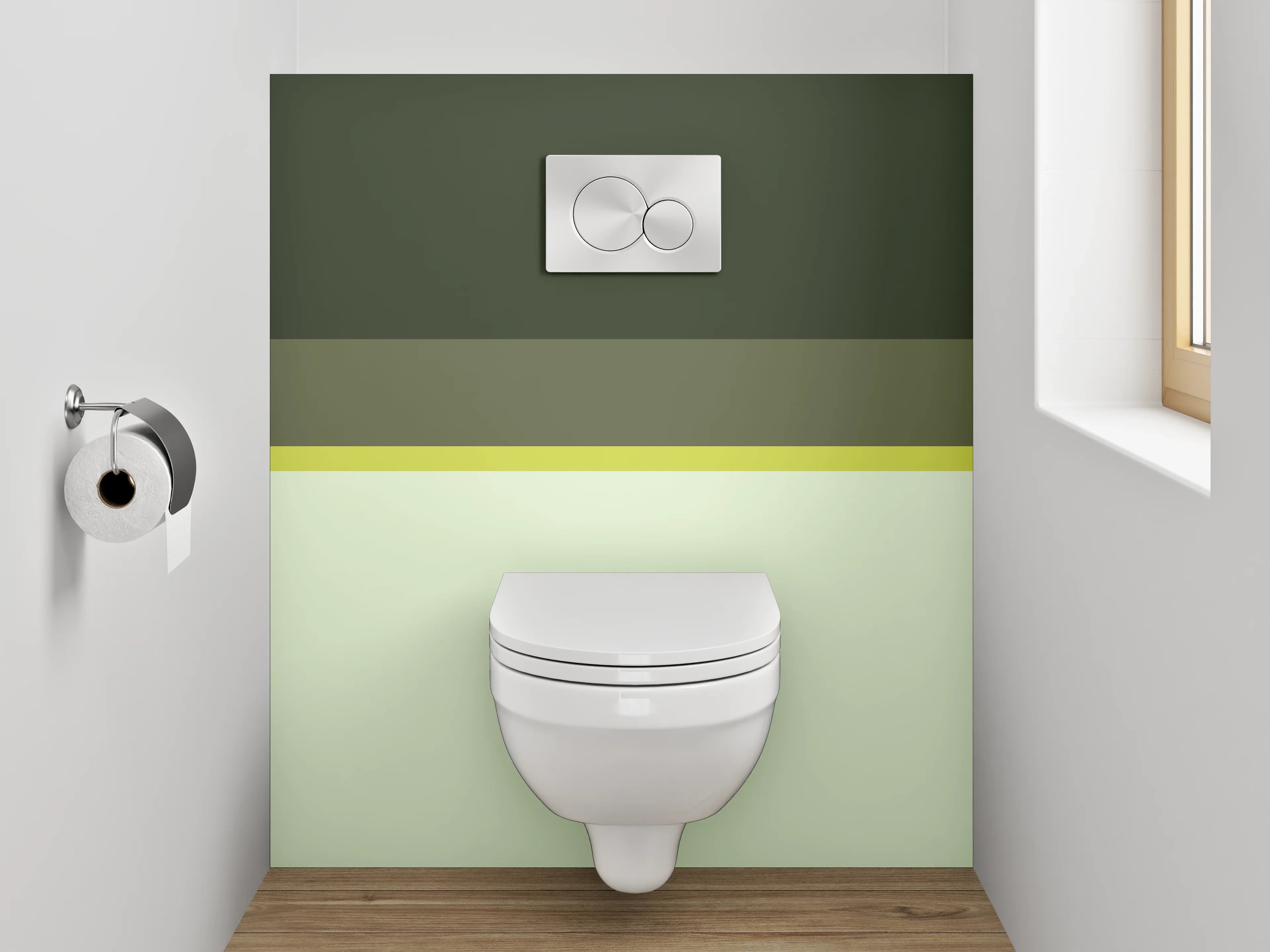 WC-Rückwand - Moderne Streifen in Grüntönen