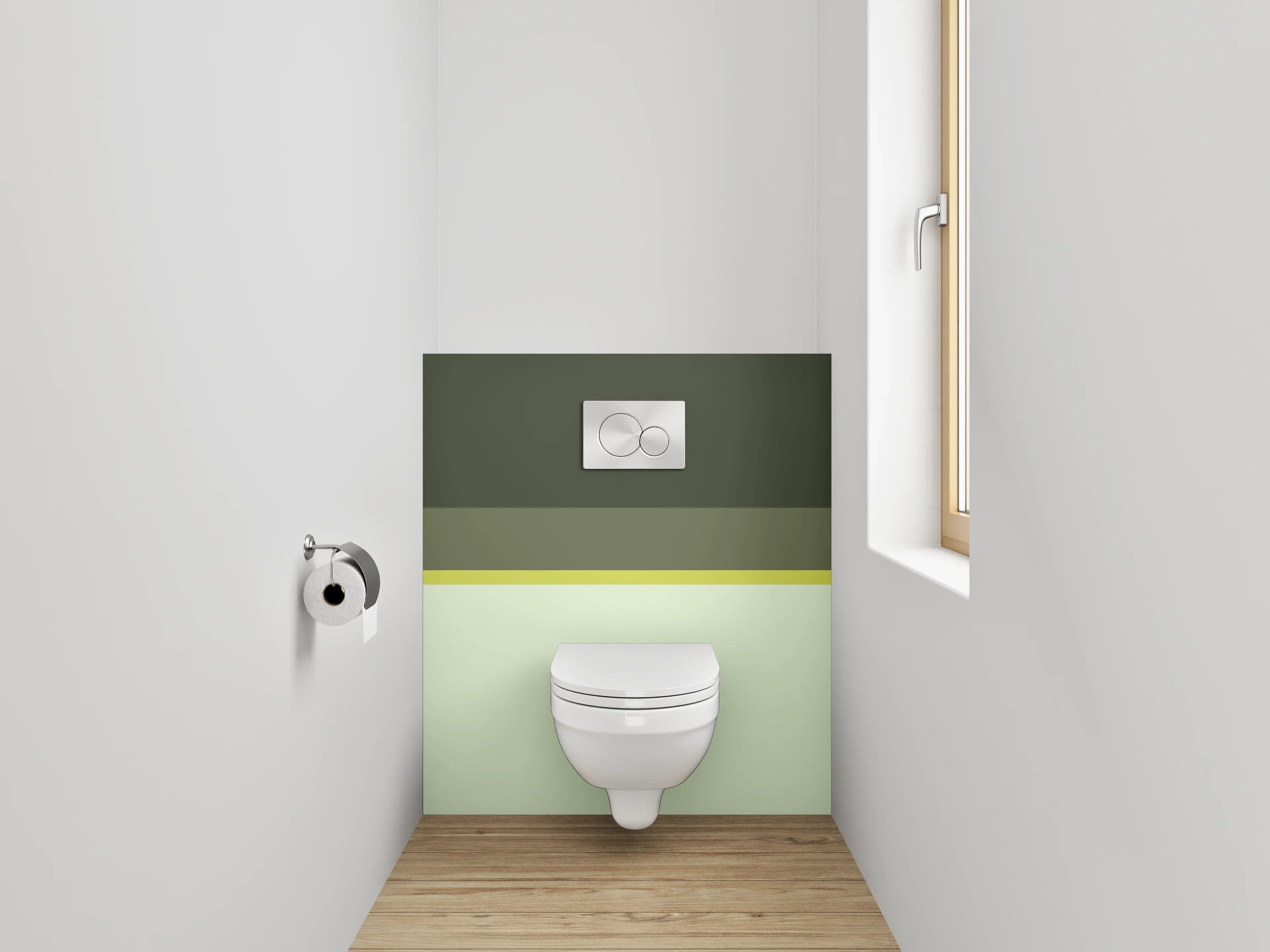 WC-Rückwand - Moderne Streifen in Grüntönen