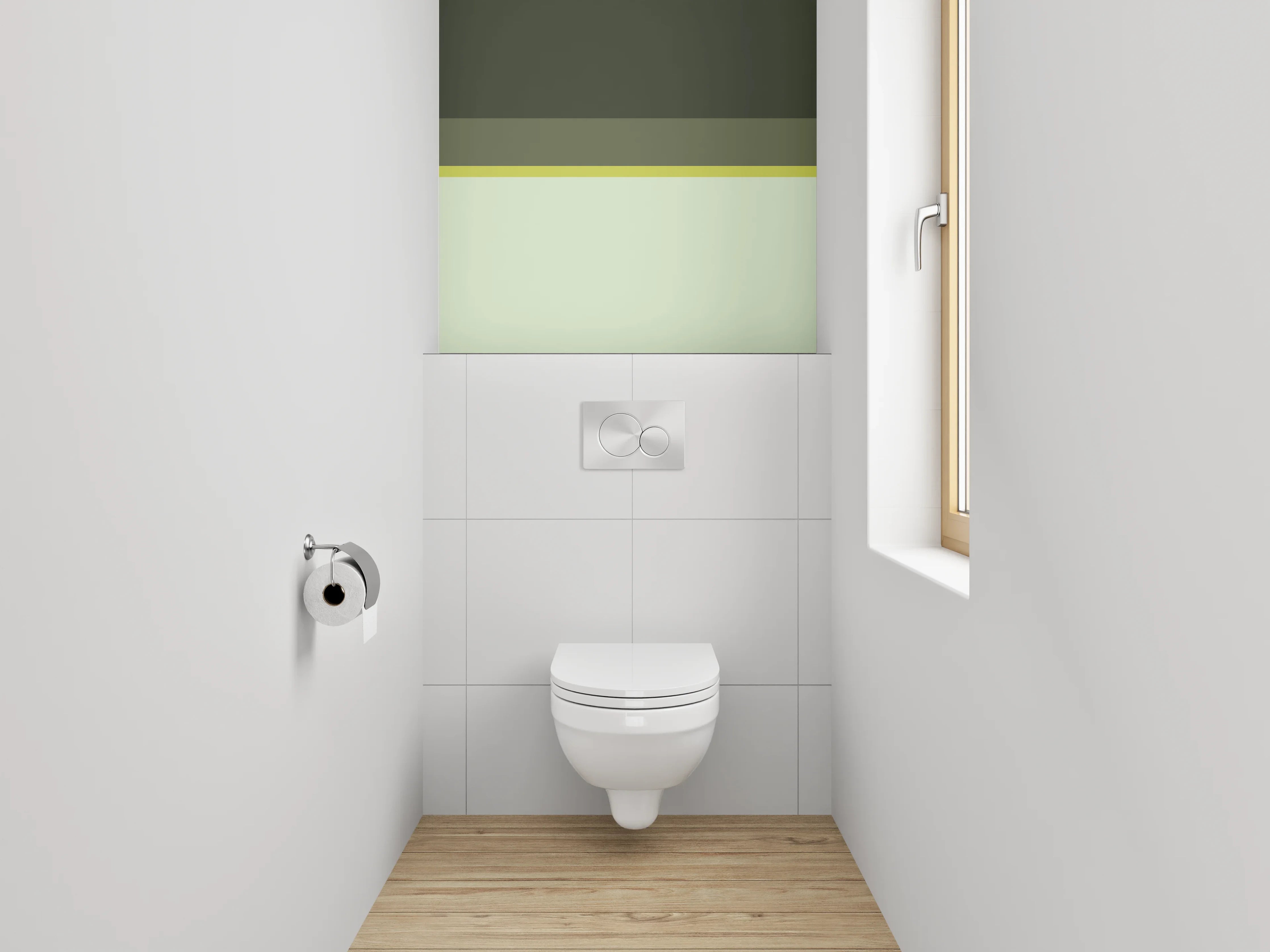 WC-Rückwand - Moderne Streifen in Grüntönen