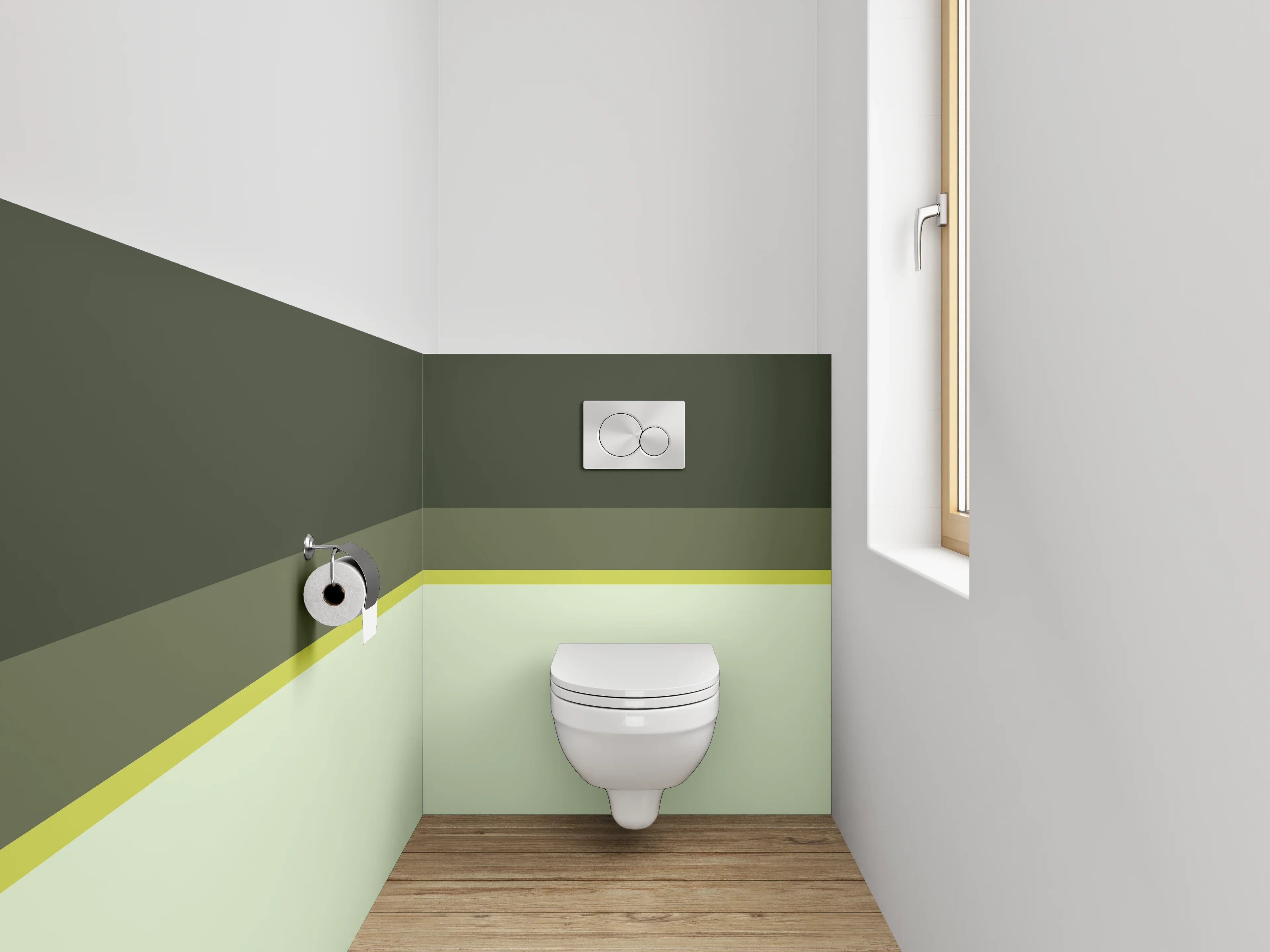 WC-Rückwand - Moderne Streifen in Grüntönen