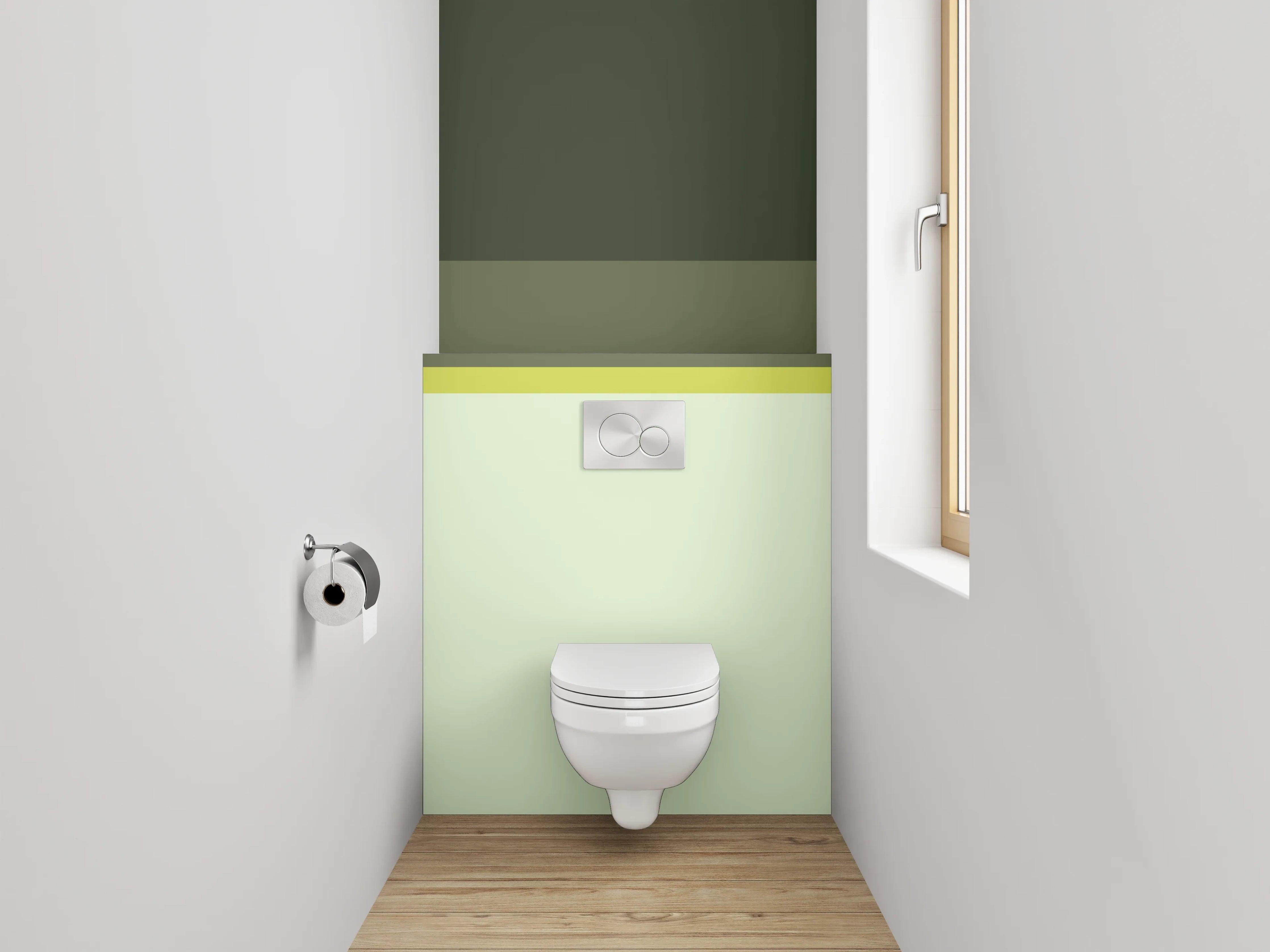 WC-Rückwand - Moderne Streifen in Grüntönen