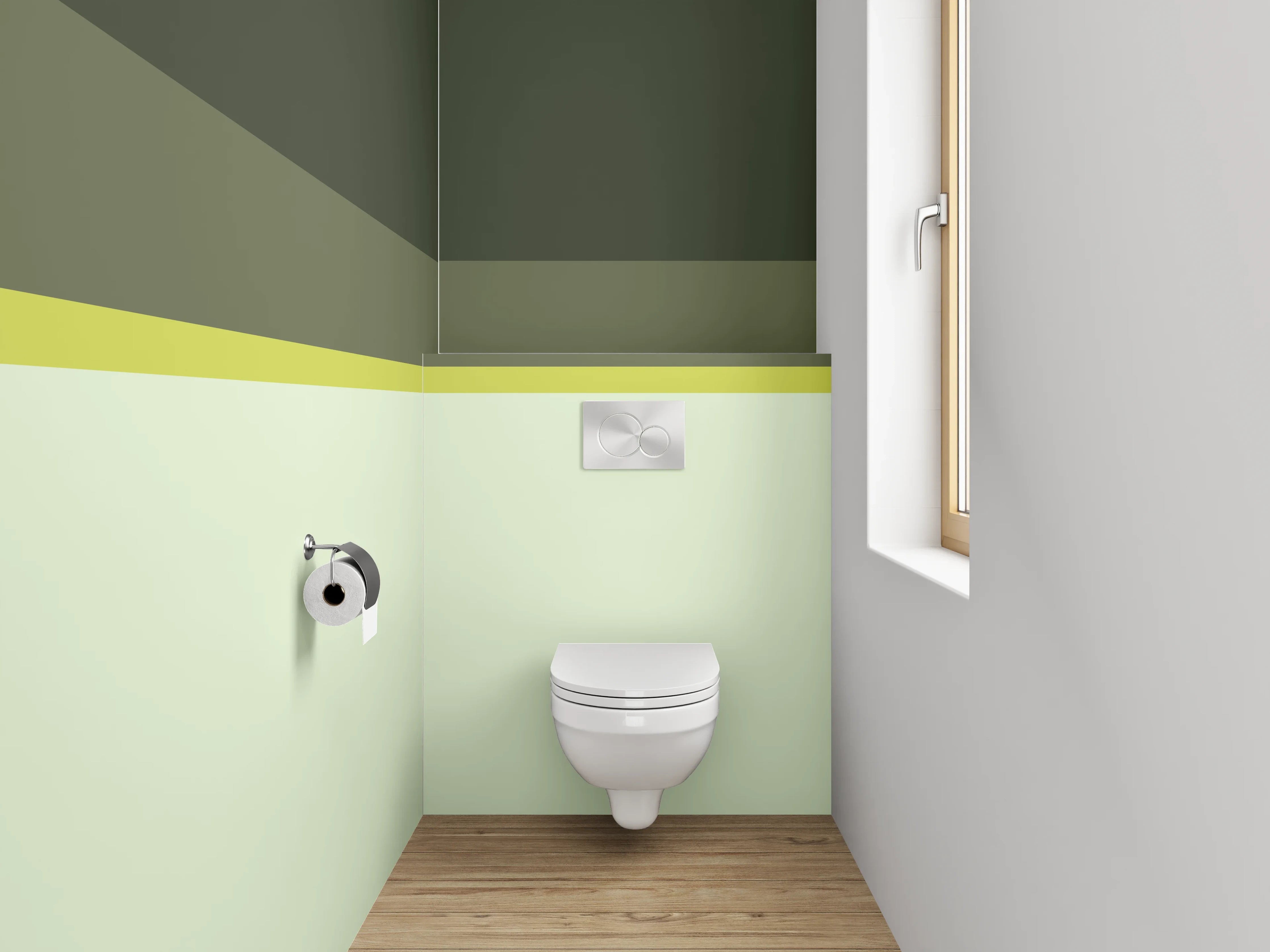 WC-Rückwand - Moderne Streifen in Grüntönen