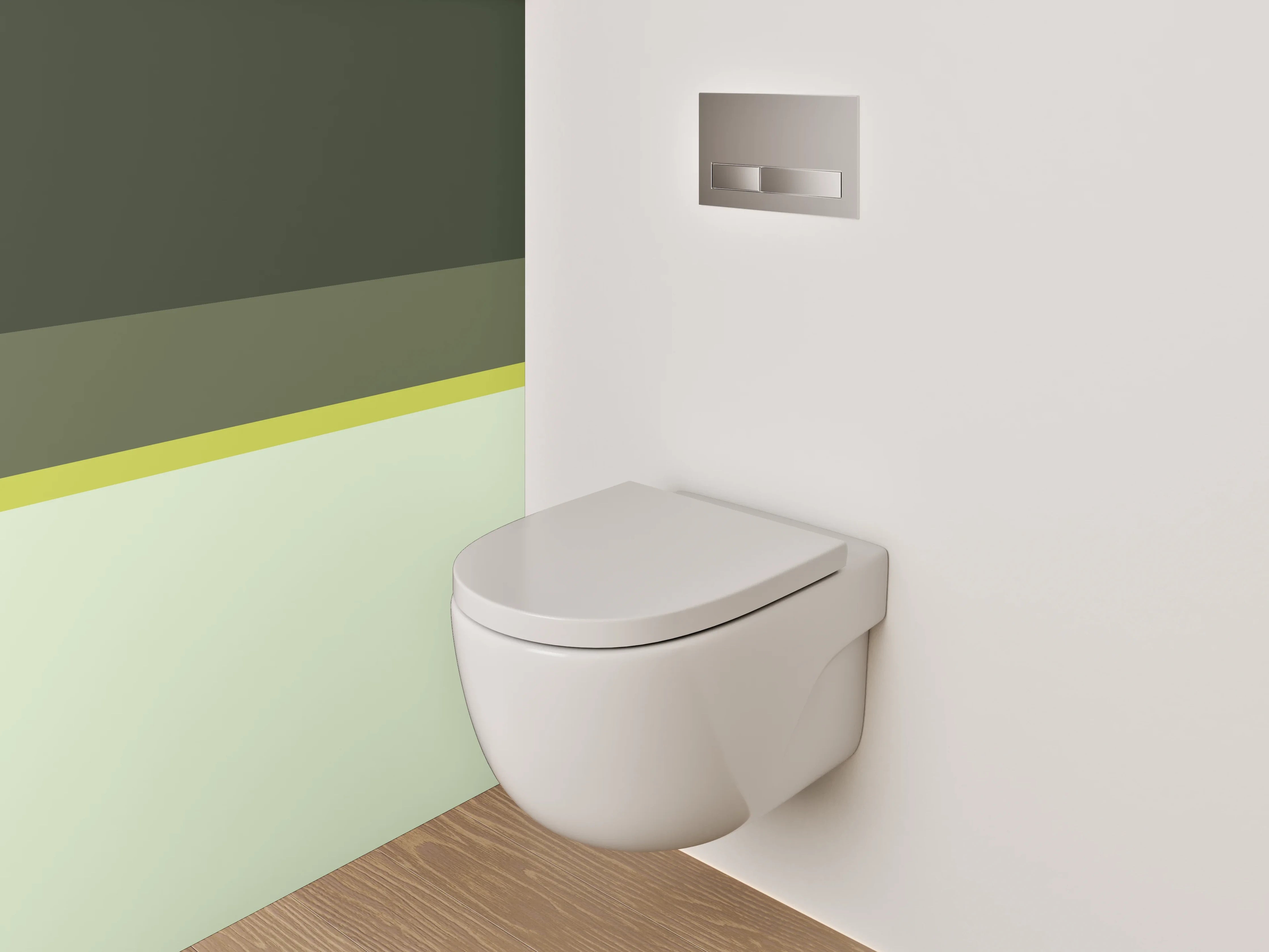 WC-Rückwand - Moderne Streifen in Grüntönen