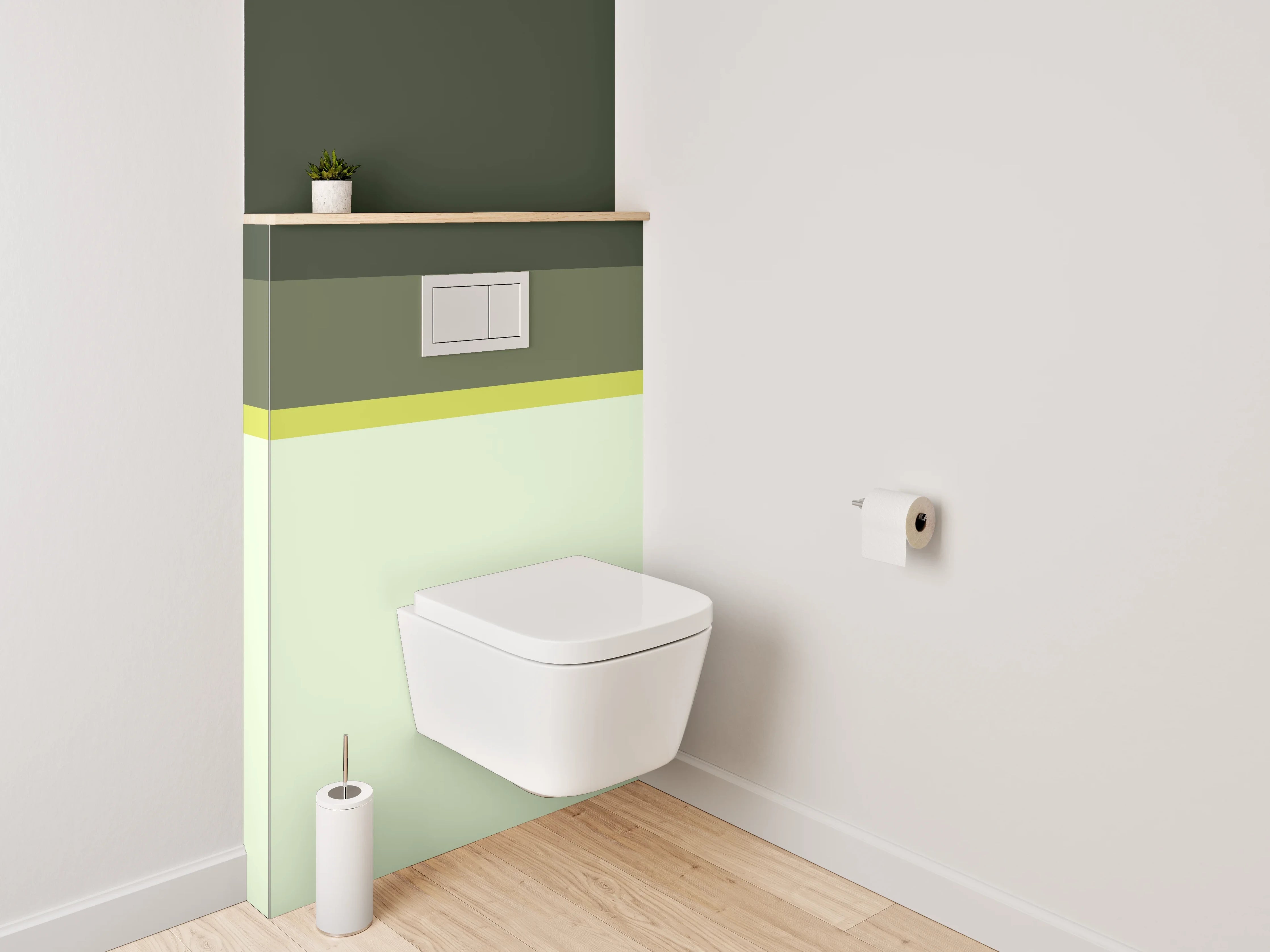 WC-Rückwand - Moderne Streifen in Grüntönen