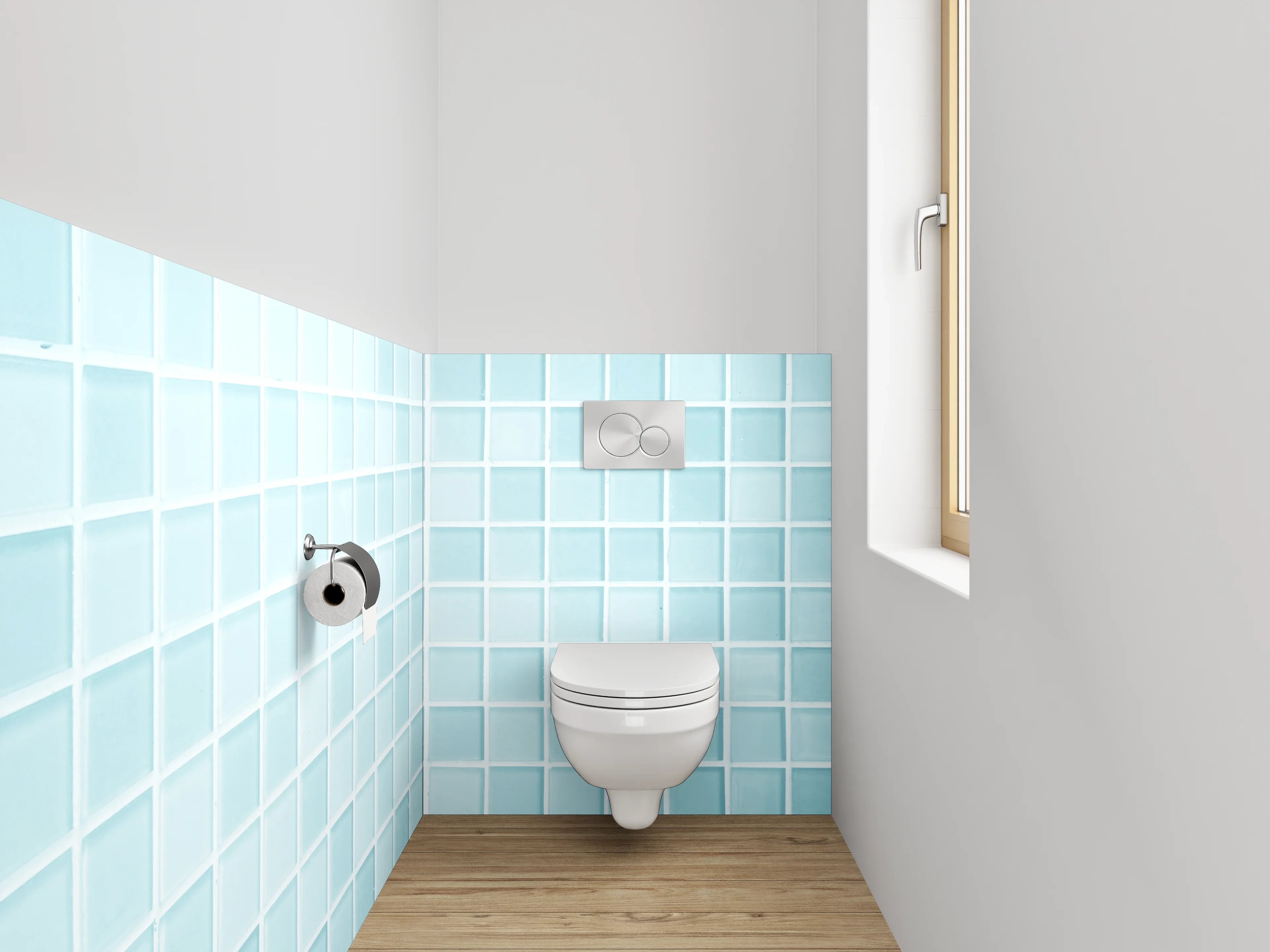 WC-Rückwand - Moderne blaue Mosaikfliesen Wand