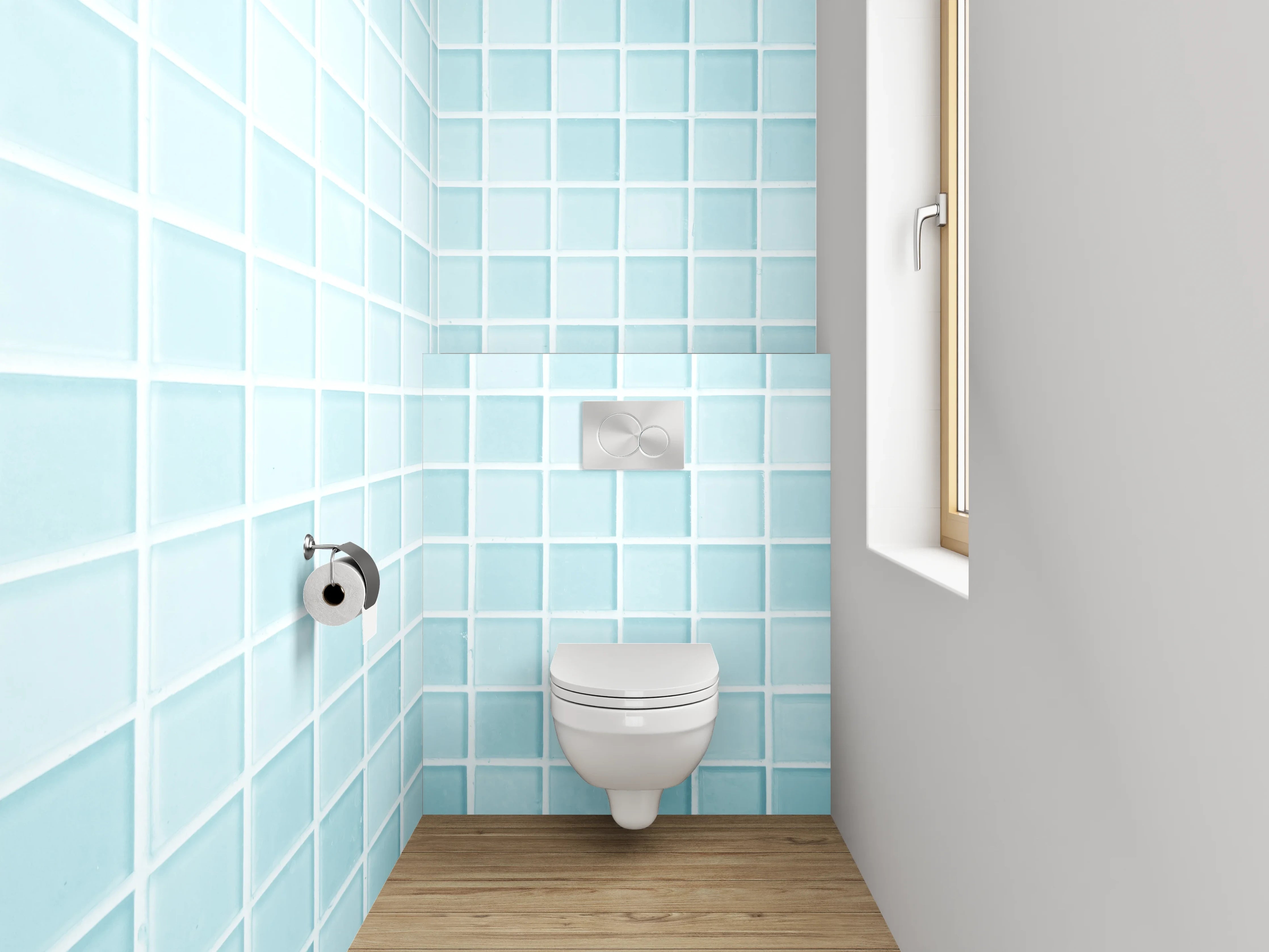 WC-Rückwand - Moderne blaue Mosaikfliesen Wand