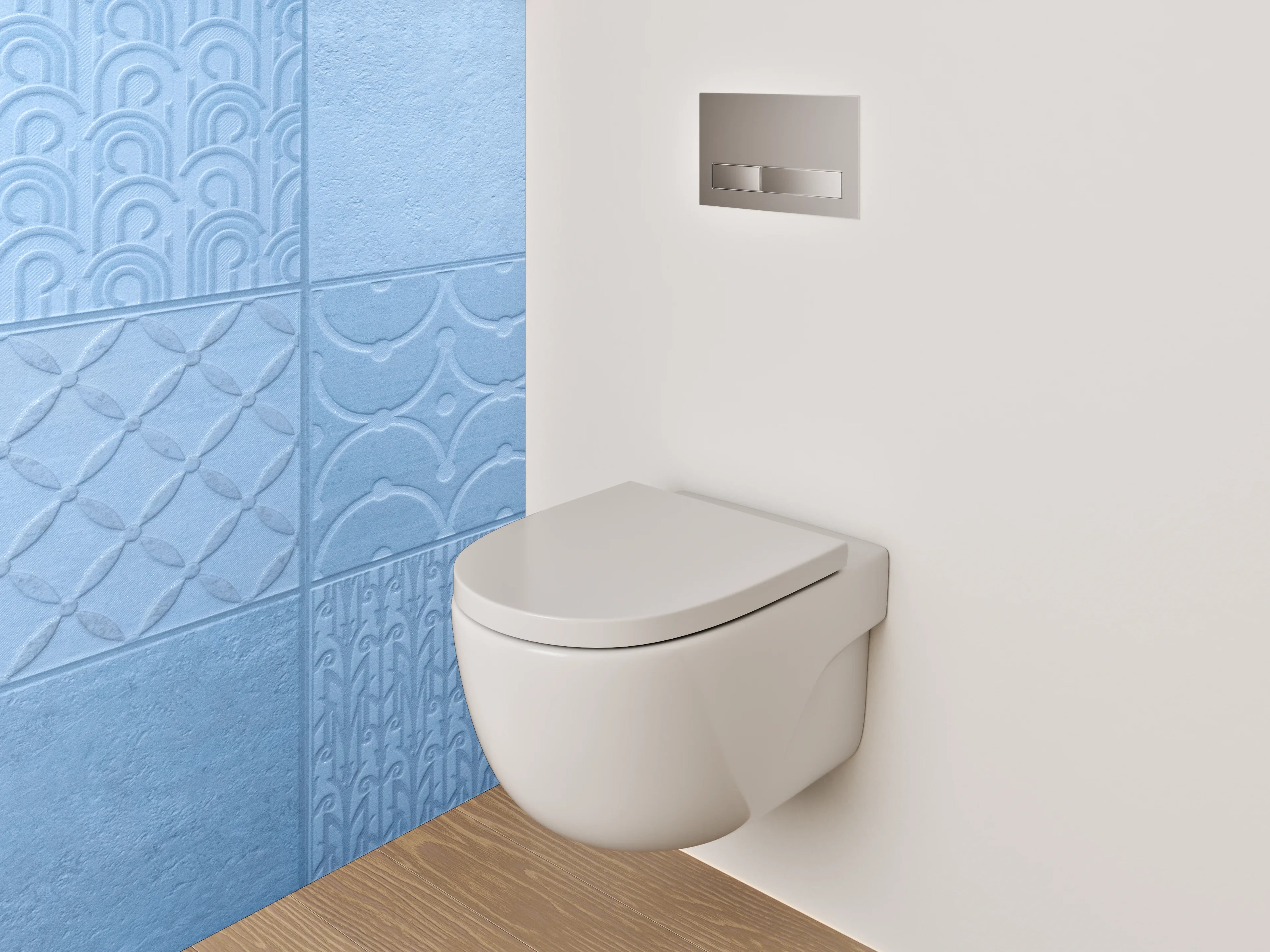 WC-Rückwand - Moderne blaue Muster-Fliesen-Optik
