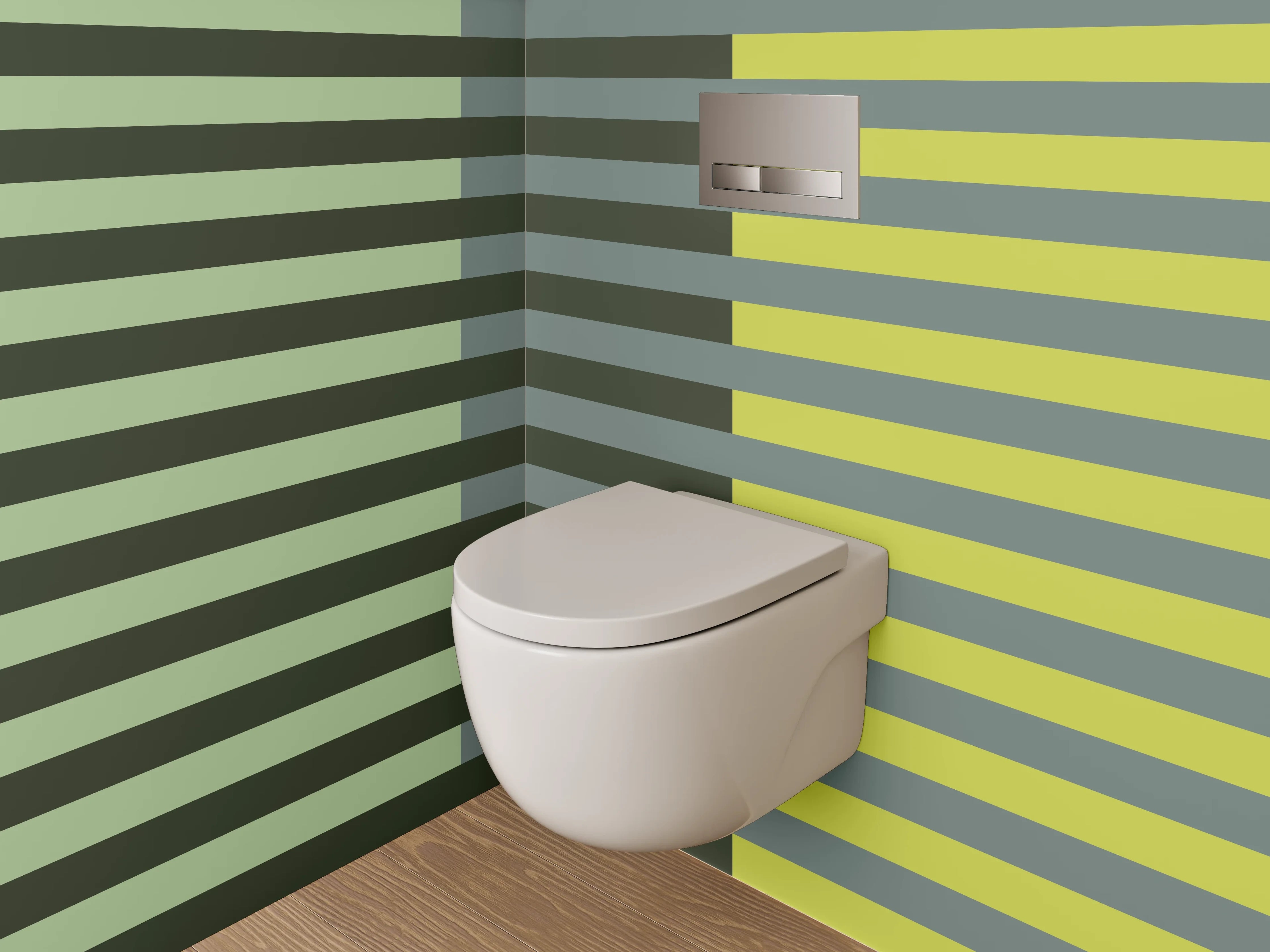 WC-Rückwand - Moderne geometrische Linien in Grüntönen