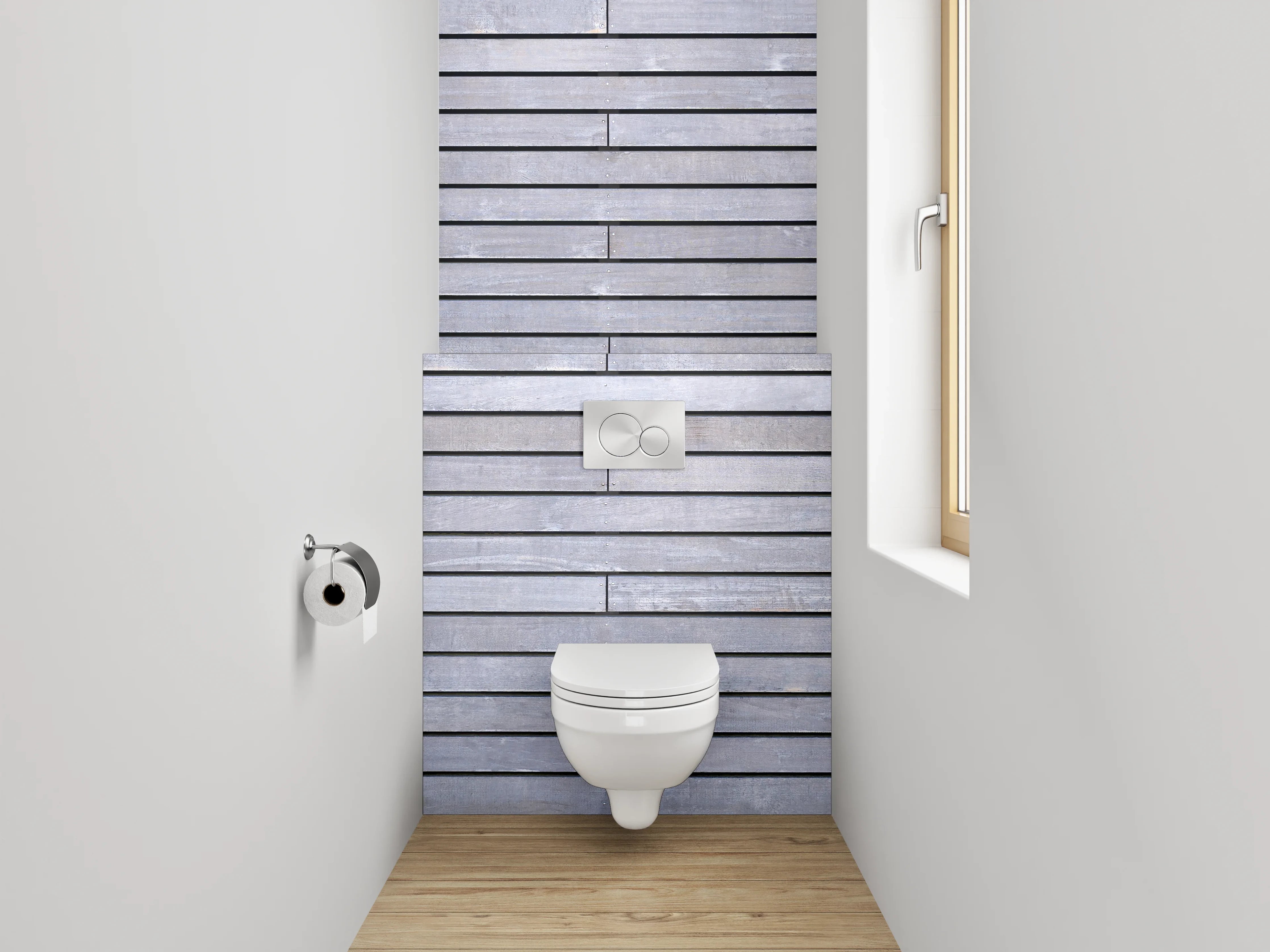 WC-Rückwand - Moderne graue Fliesenoptik Wandverkleidung