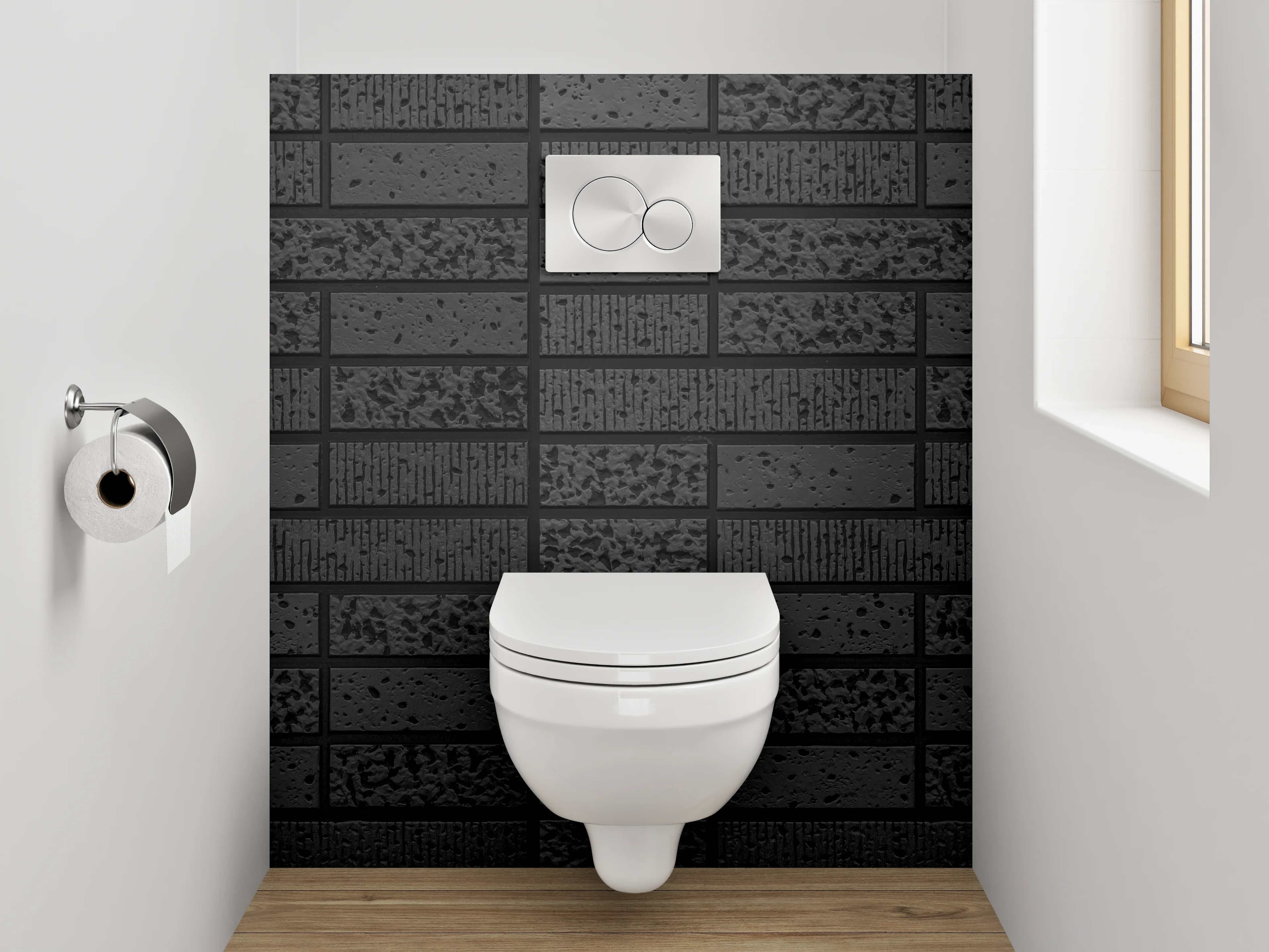 WC-Rückwand - Moderne schwarze Kachelstruktur