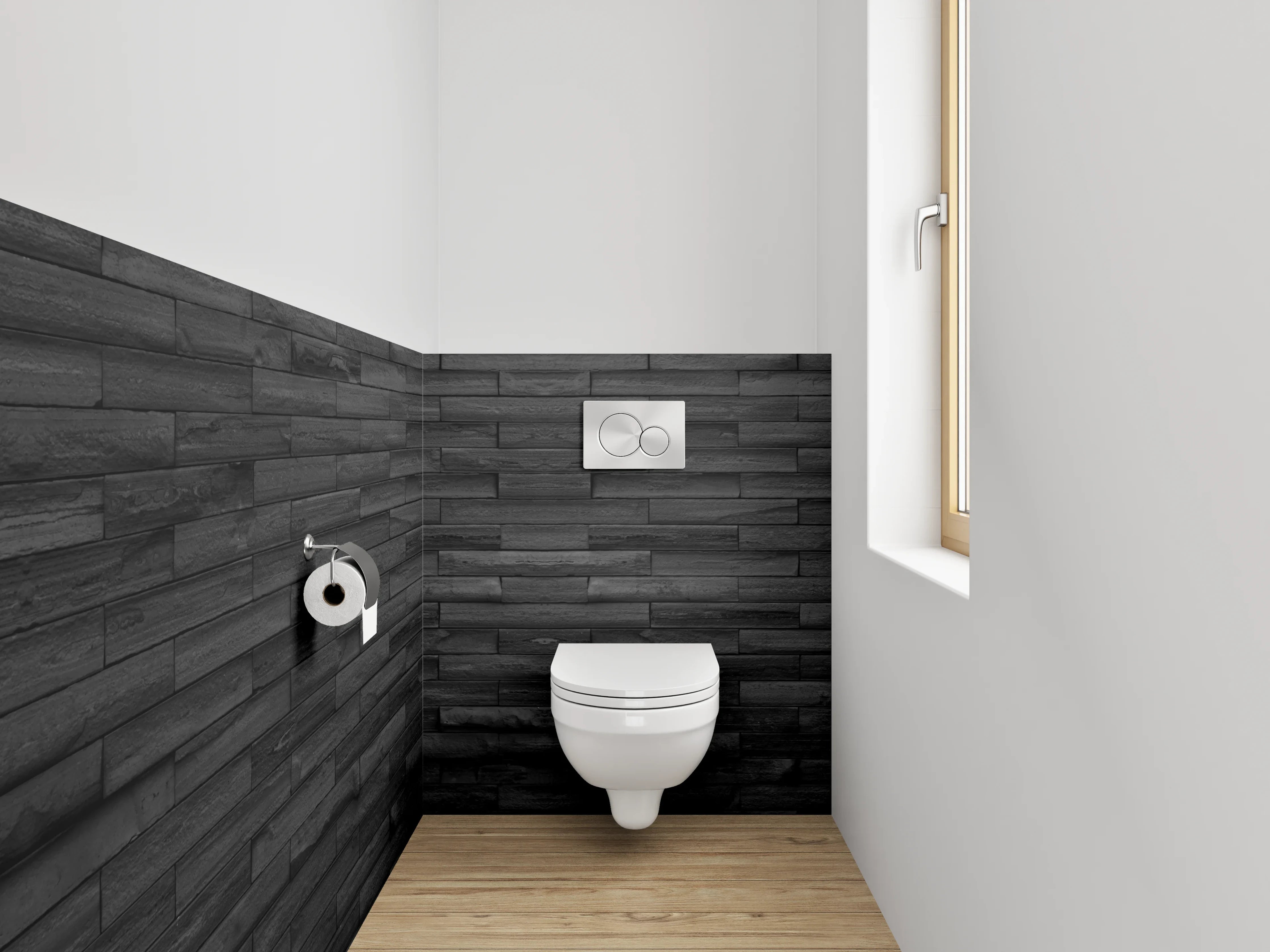 WC-Rückwand - Moderne schwarze Steinwand