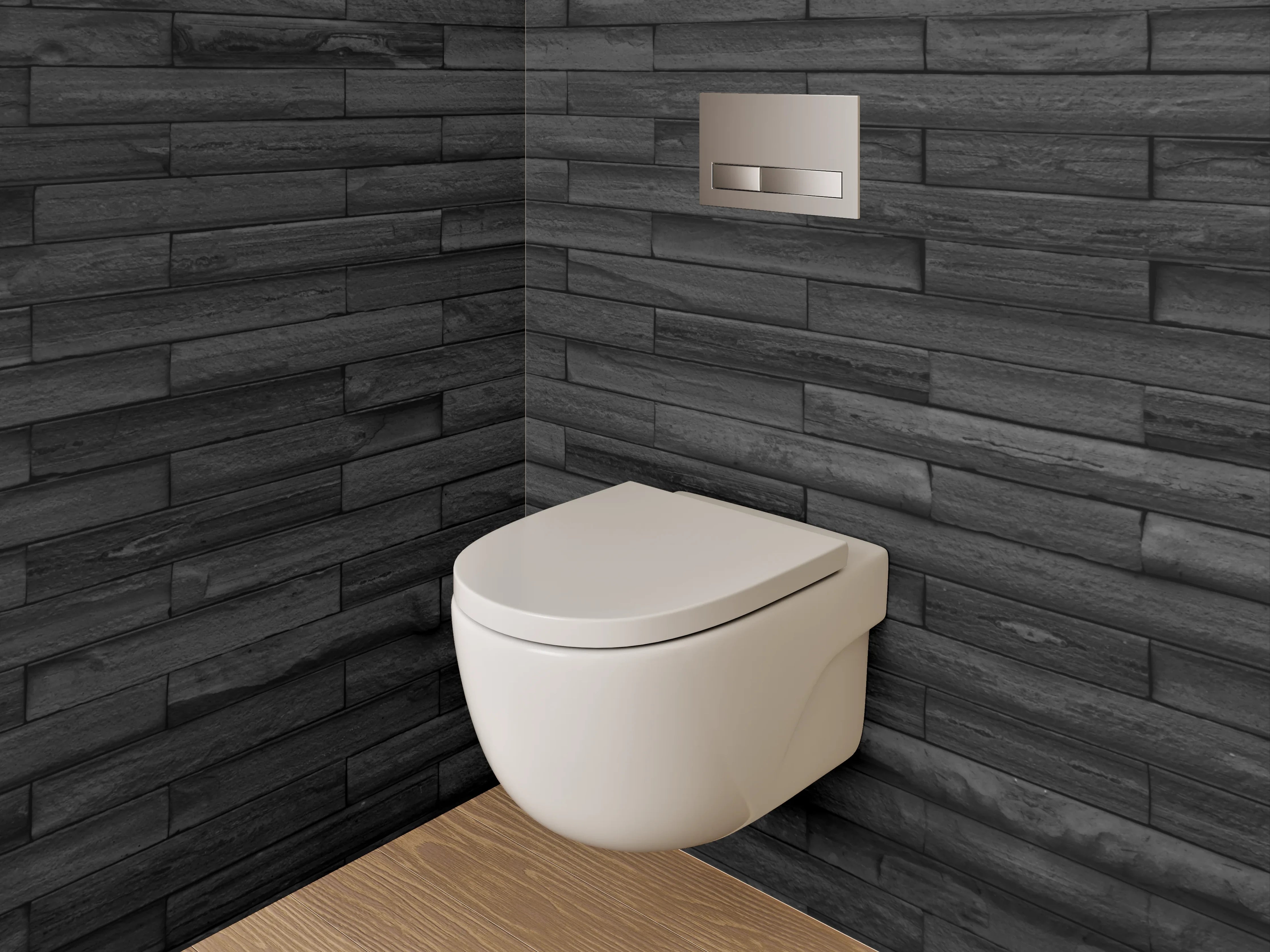 WC-Rückwand - Moderne schwarze Steinwand