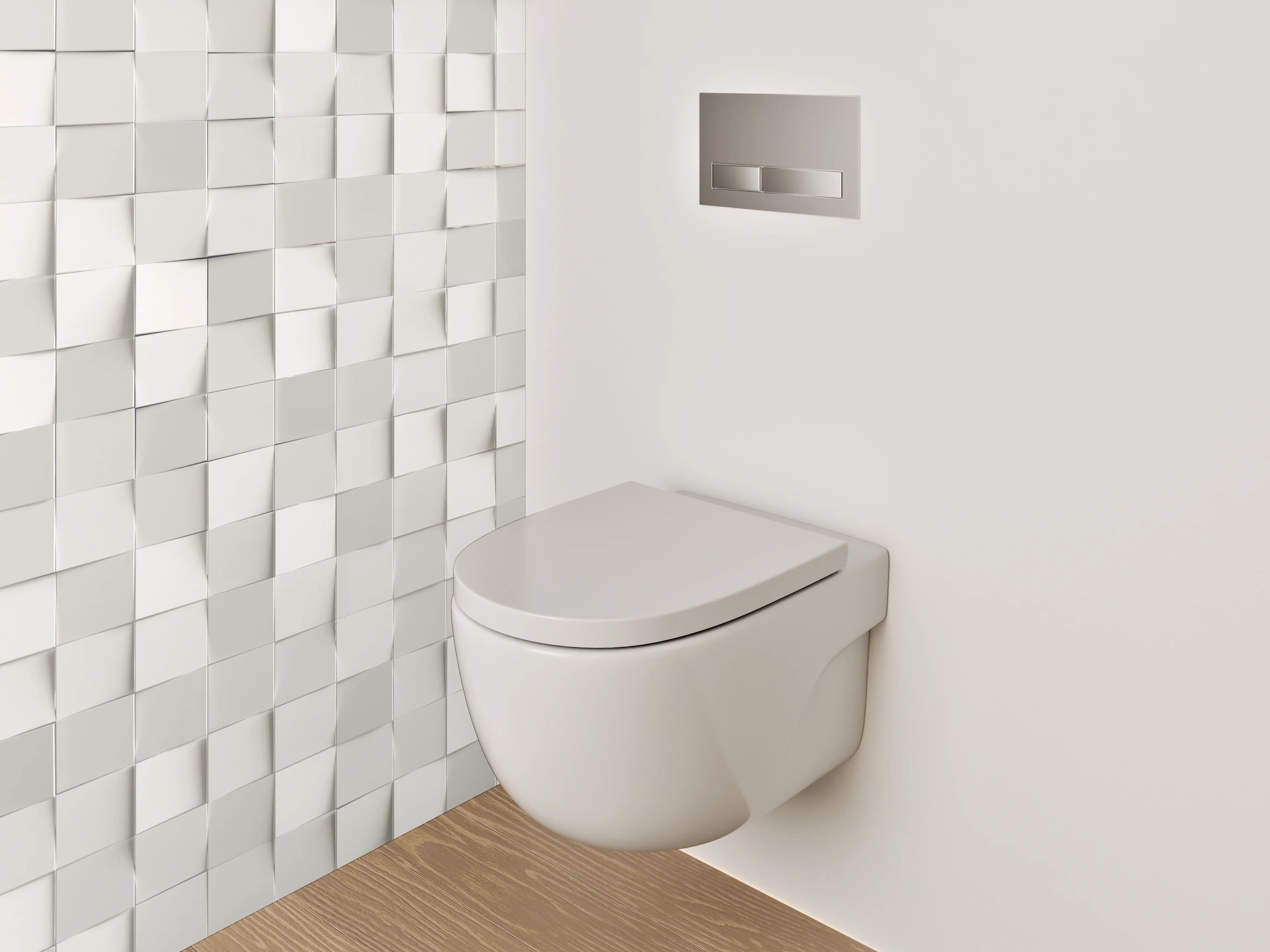 WC-Rückwand - Moderne weiße 3D-Mosaik-Wand