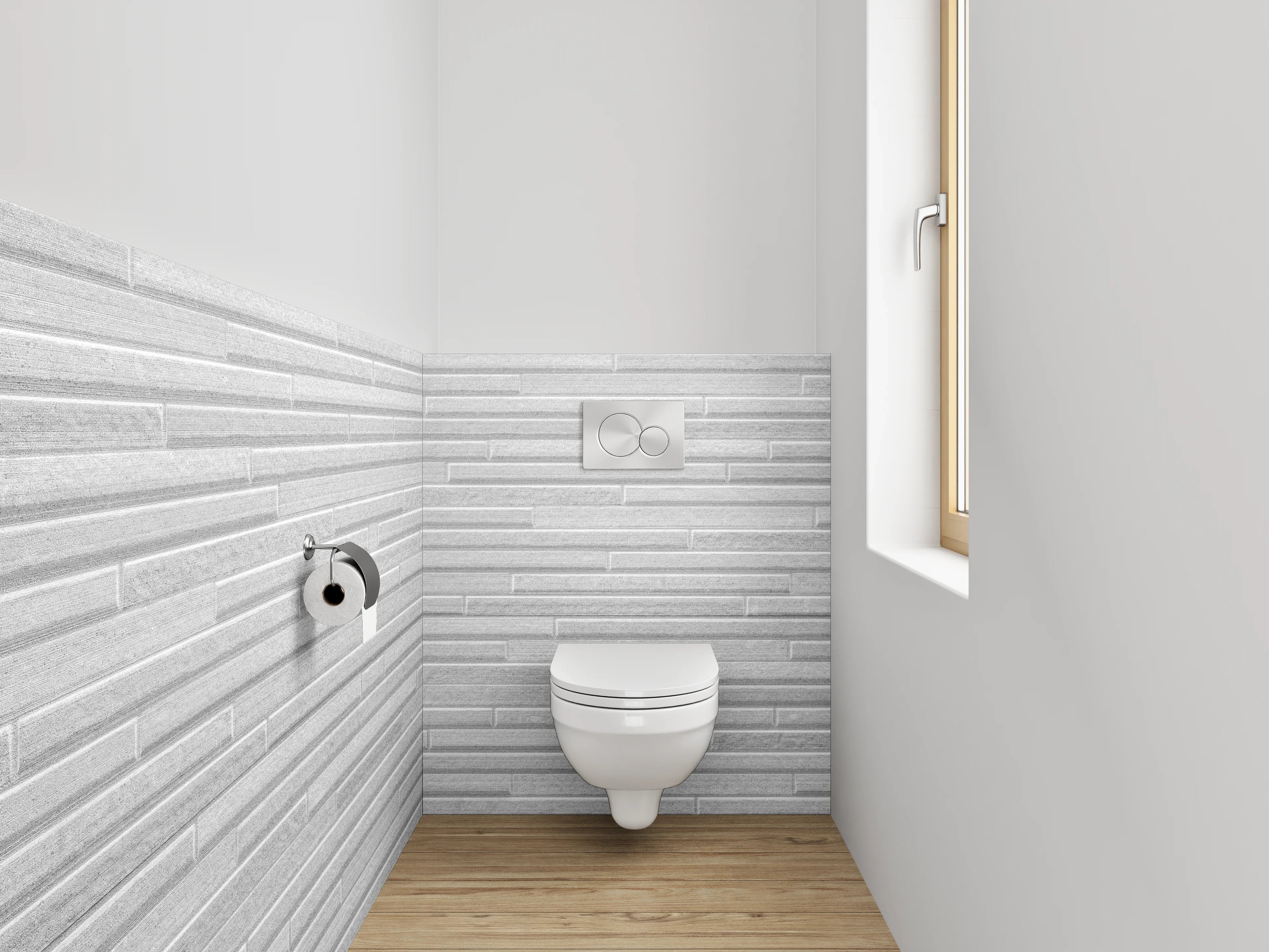 WC-Rückwand - Moderne weiße Fliesenstruktur für Bad