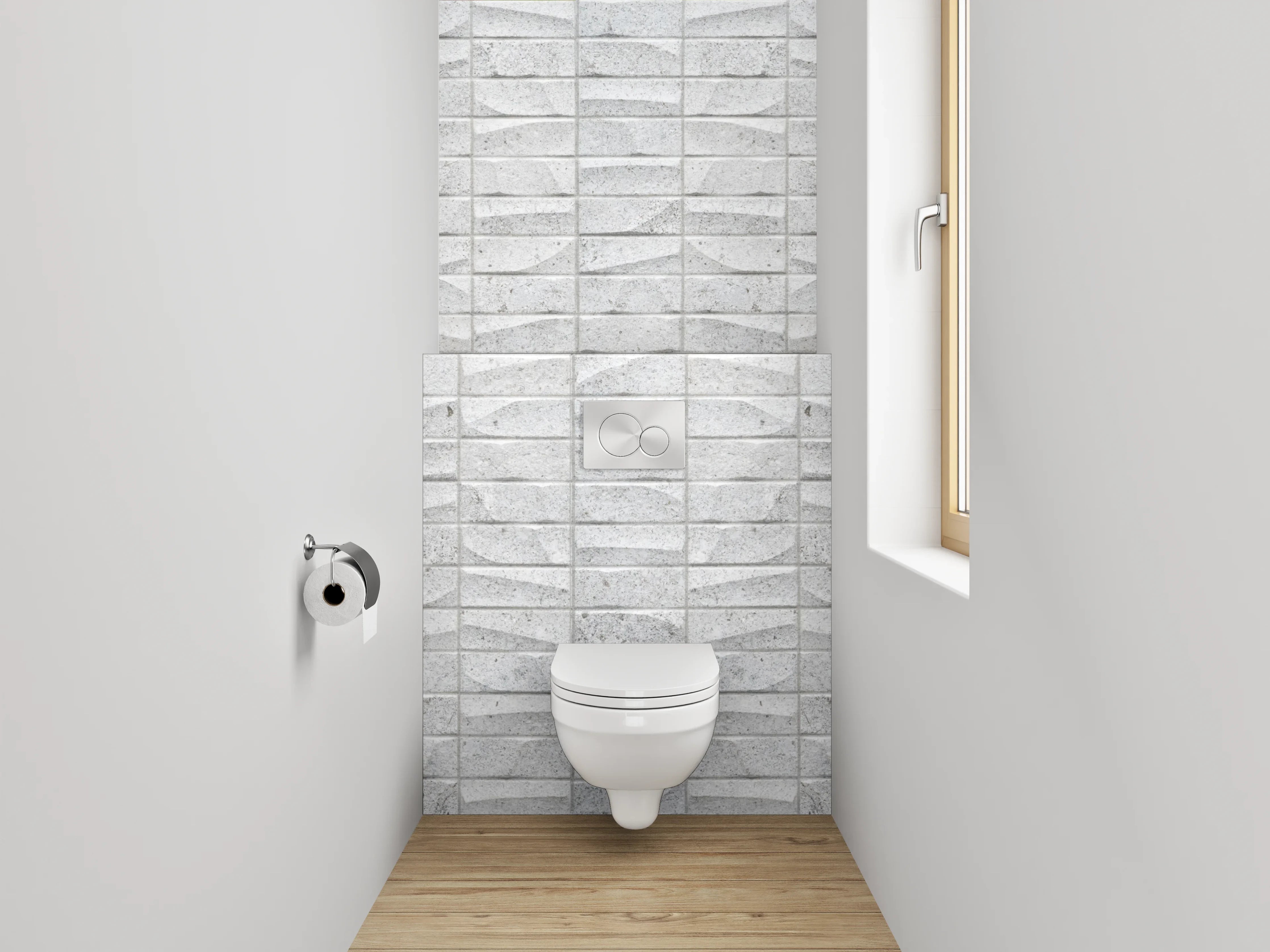 WC-Rückwand - Moderne weiße Mosaik-Fliesen-Optik