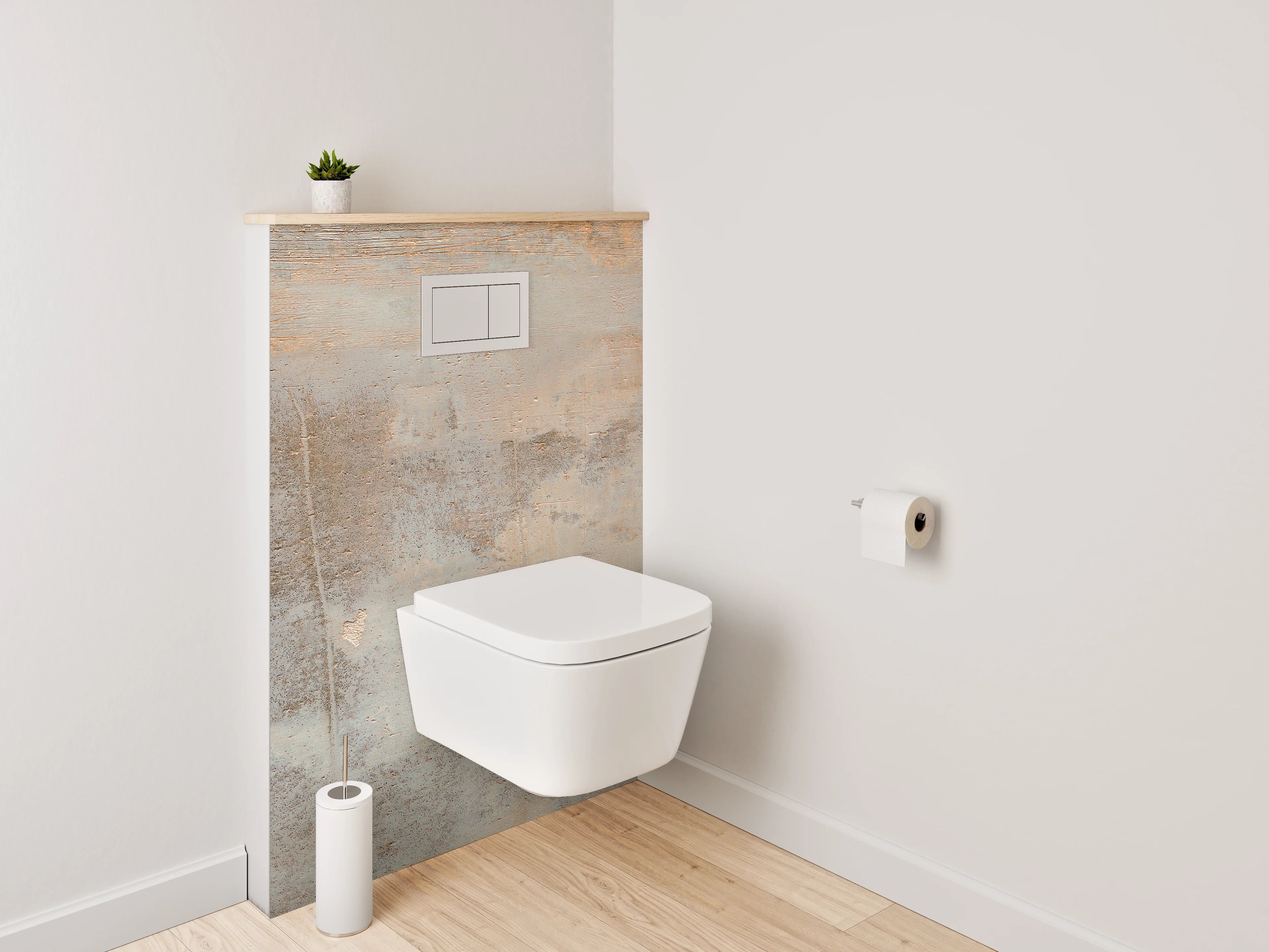 WC-Rückwand - Moderner Betonrost mit Rost-Optik