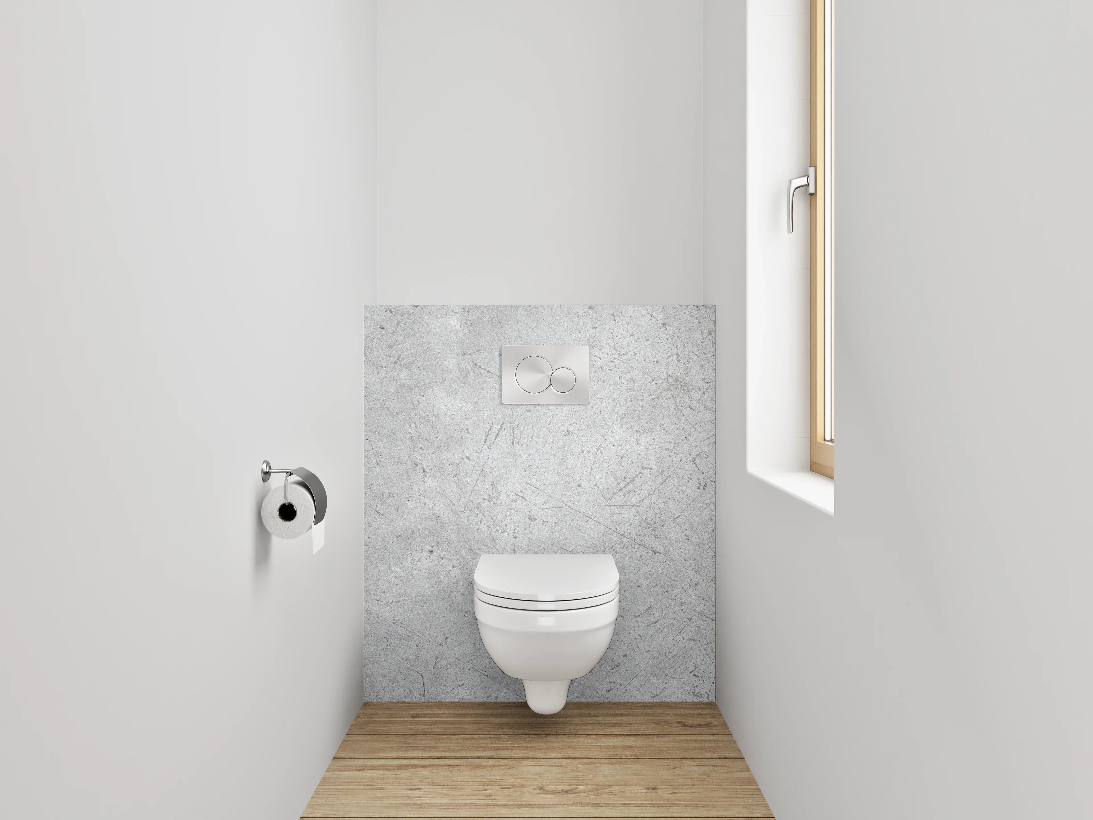 WC-Rückwand - Moderner Grauer Beton mit feiner Struktur