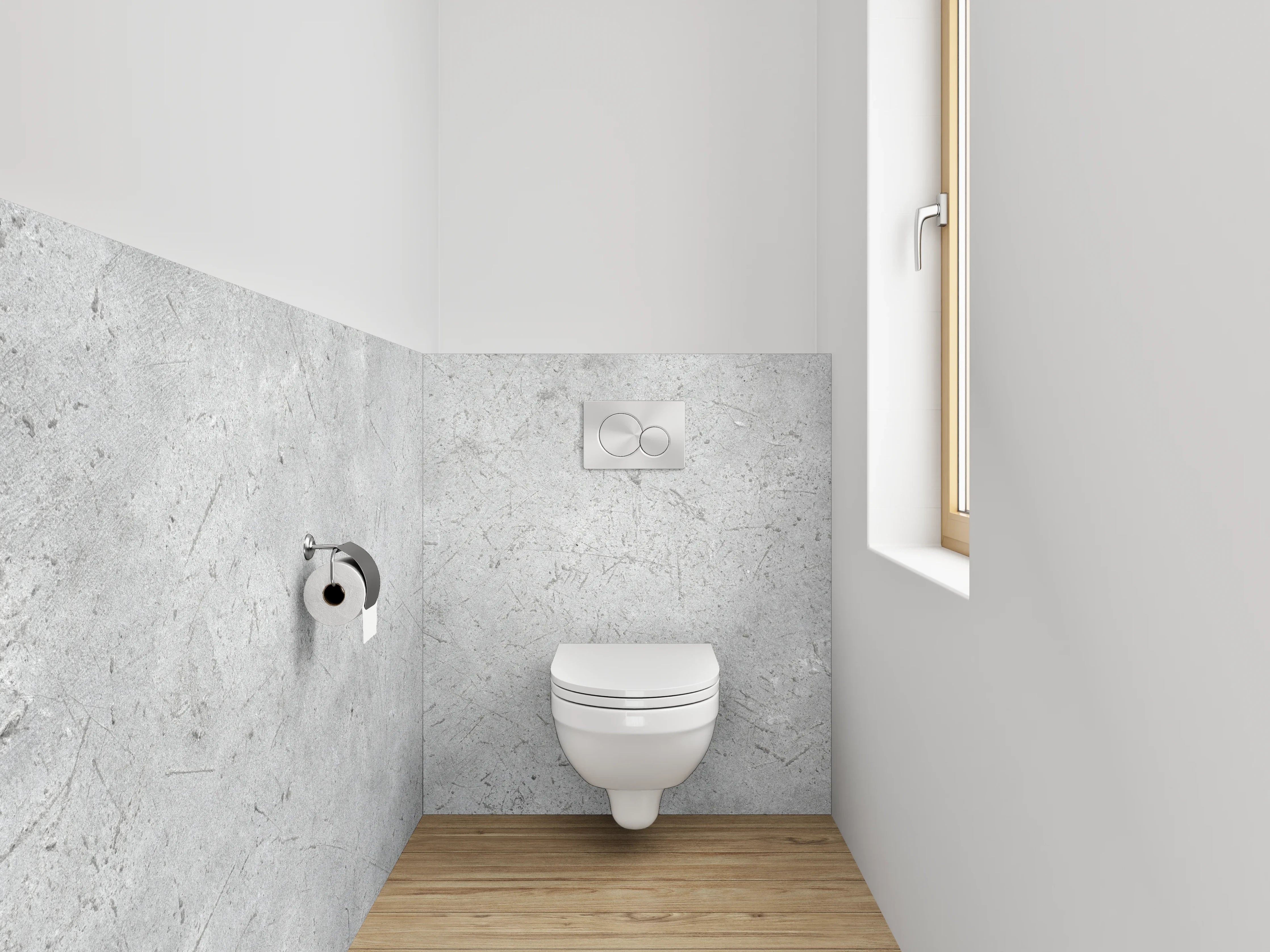 WC-Rückwand - Moderner Grauer Beton mit feiner Struktur