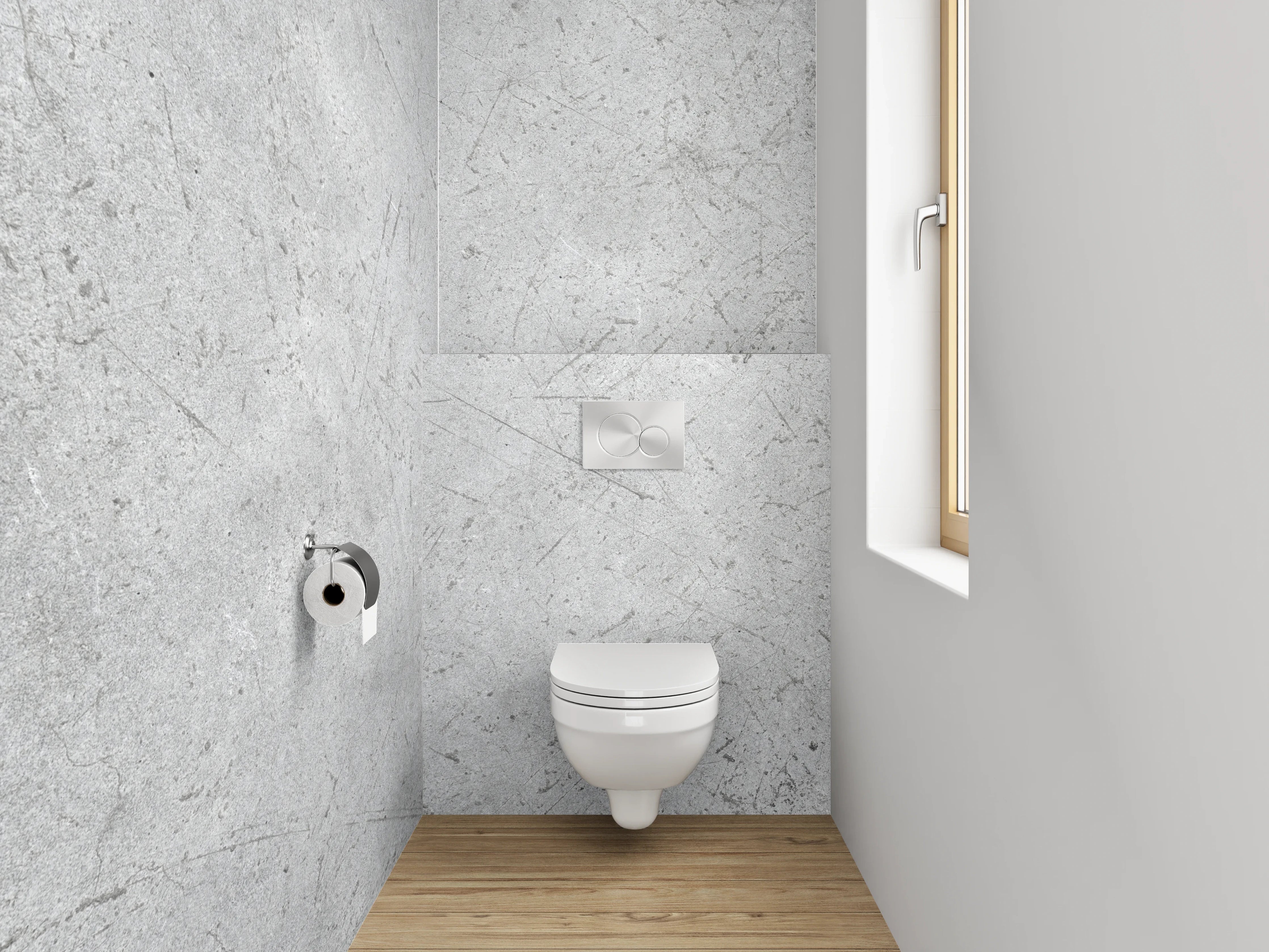 WC-Rückwand - Moderner Grauer Beton mit feiner Struktur