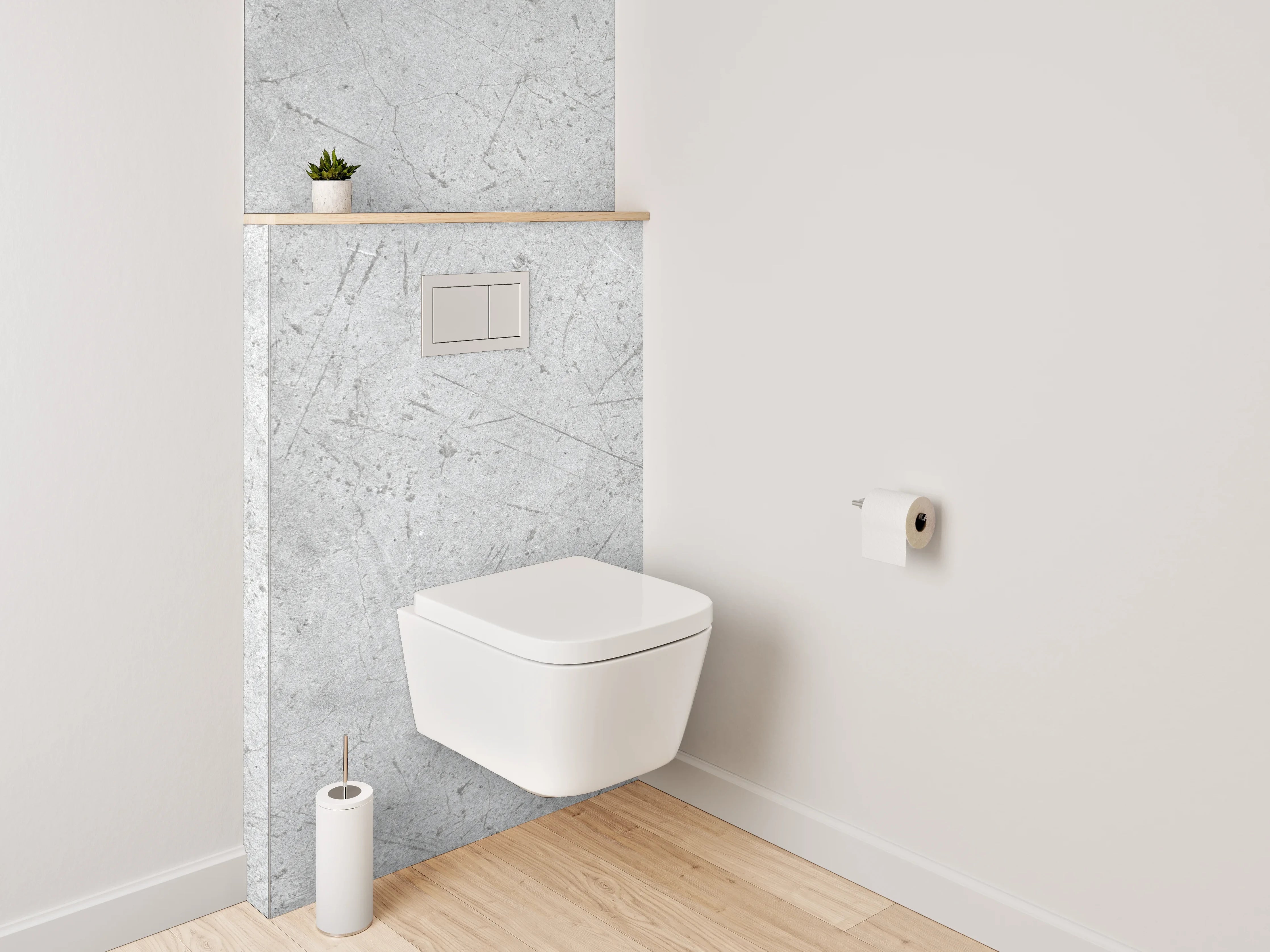 WC-Rückwand - Moderner Grauer Beton mit feiner Struktur