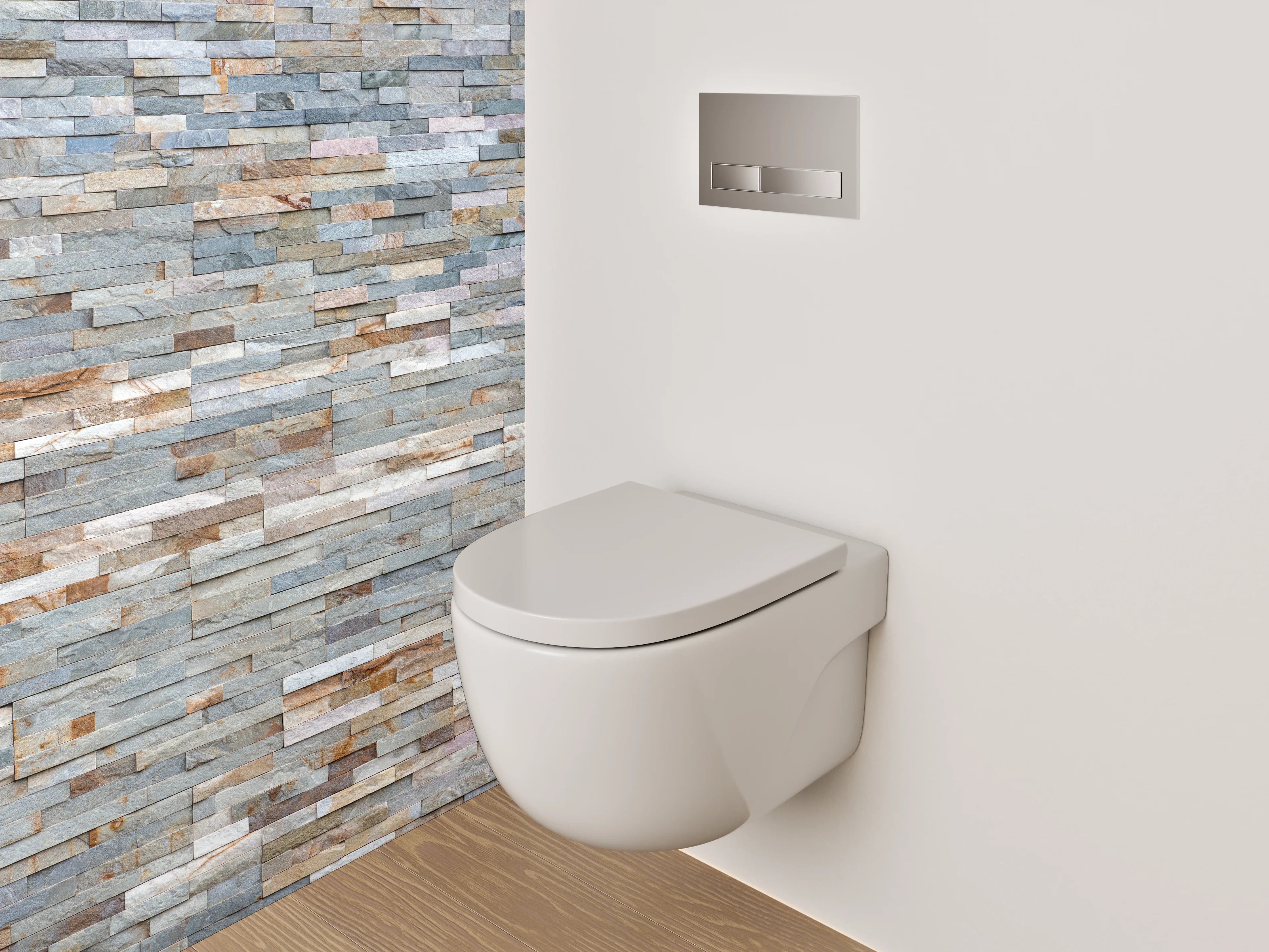 WC-Rückwand - Moderner Naturstein-Look in Grau und Weiß