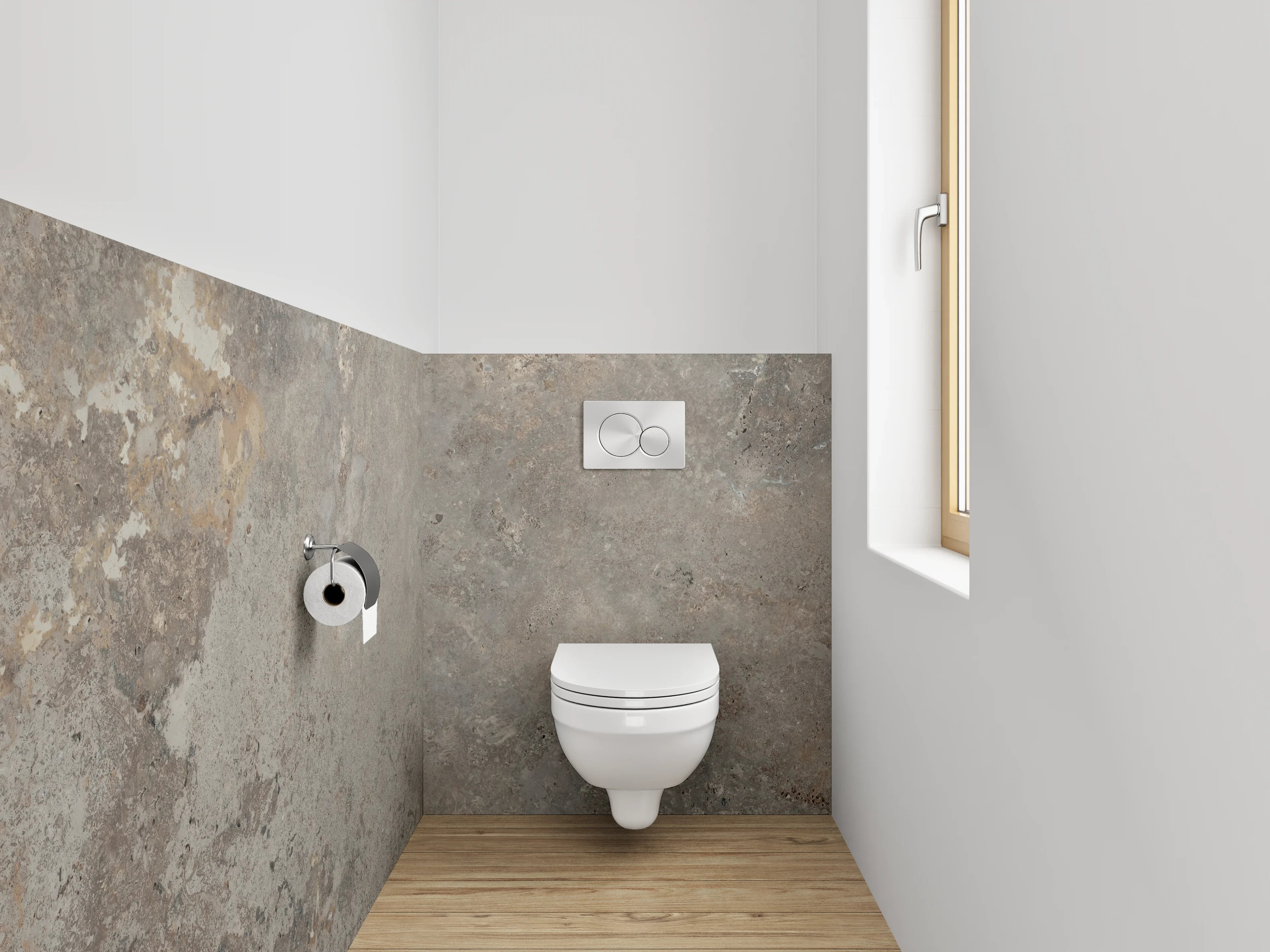 WC-Rückwand - Moderner Steindekor in Grau und Braun