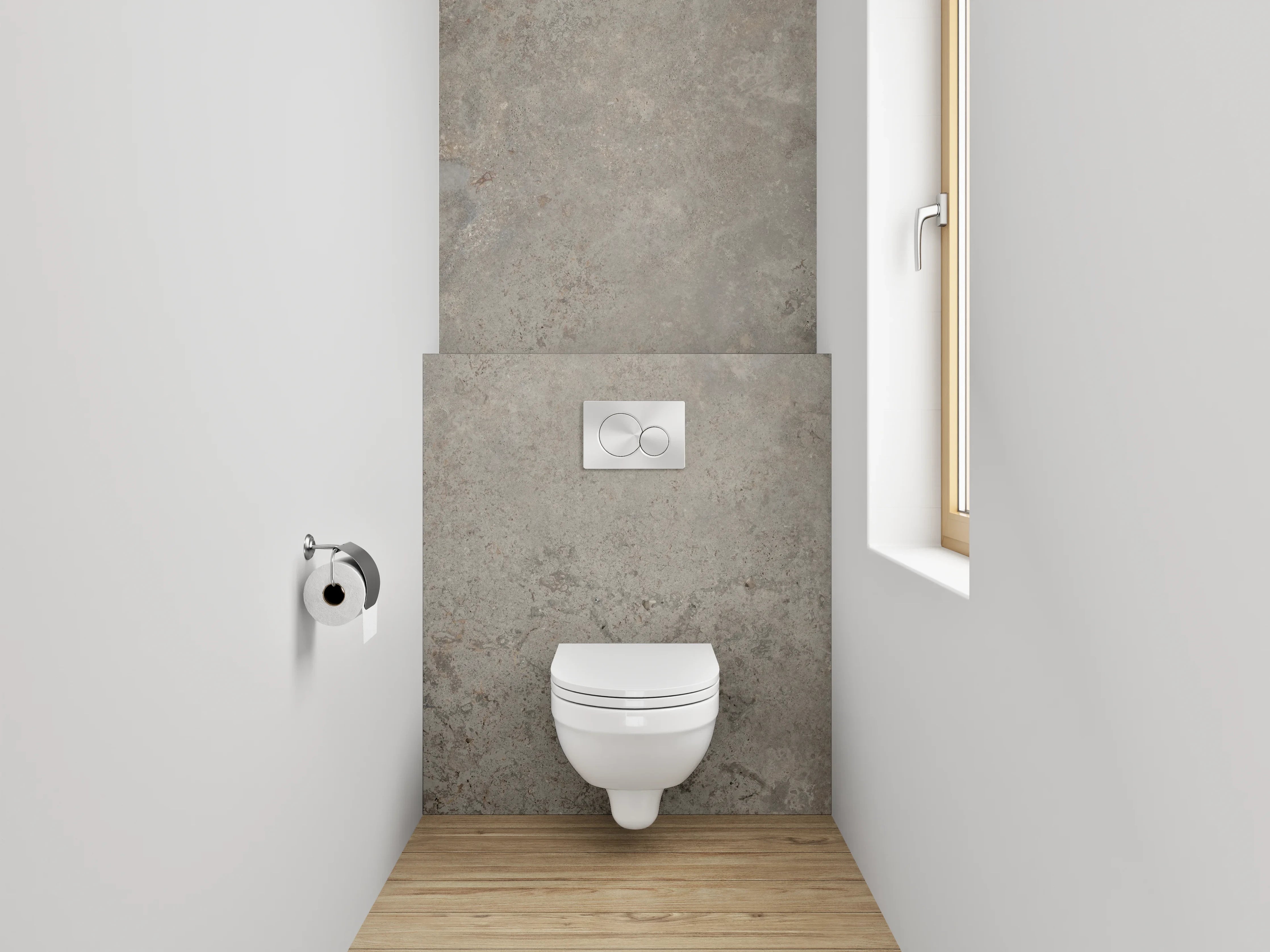 WC-Rückwand - Moderner Steindekor in Grau und Braun