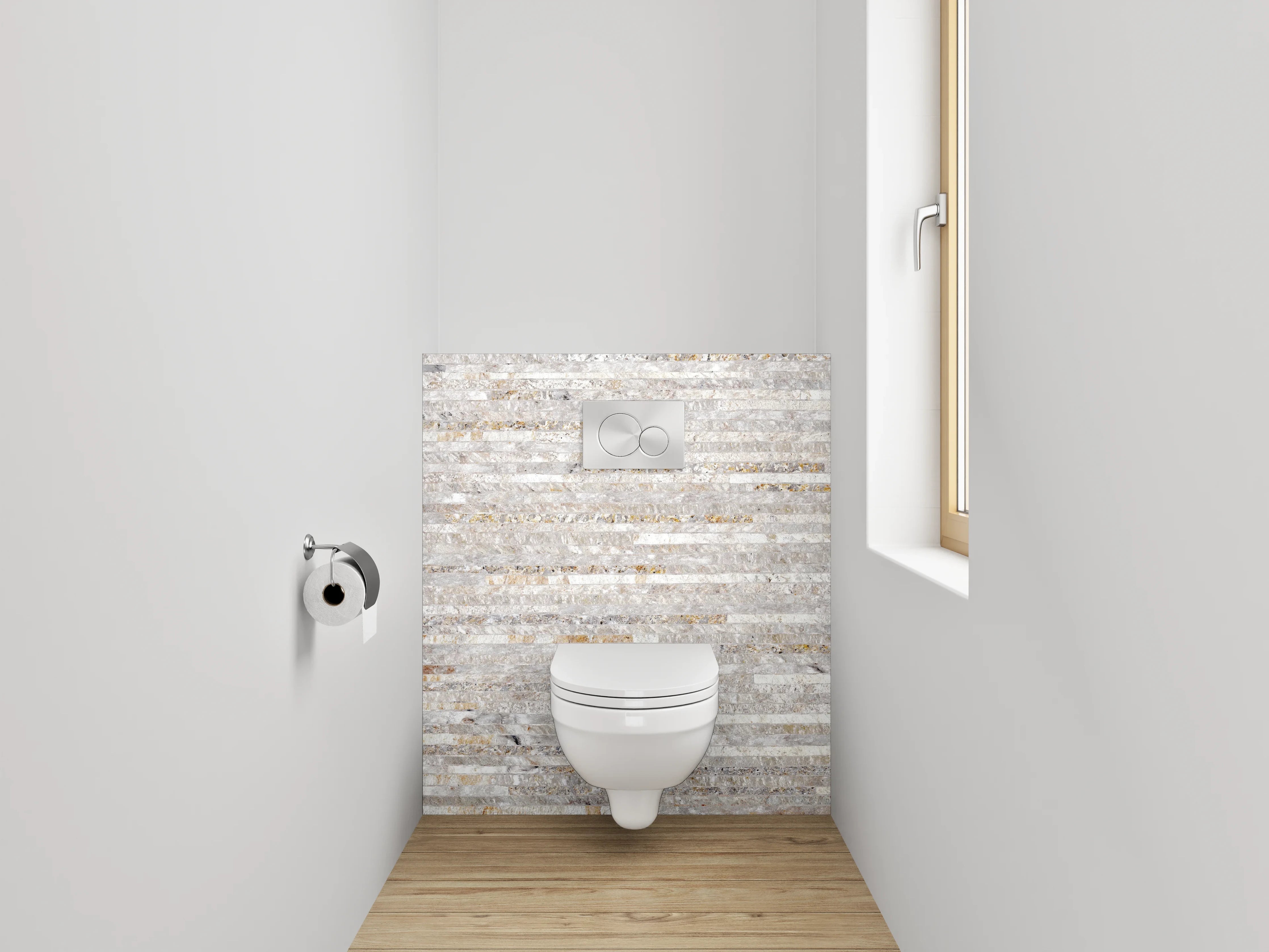 WC-Rückwand - Moderner weiß-grauer Marmor-Look