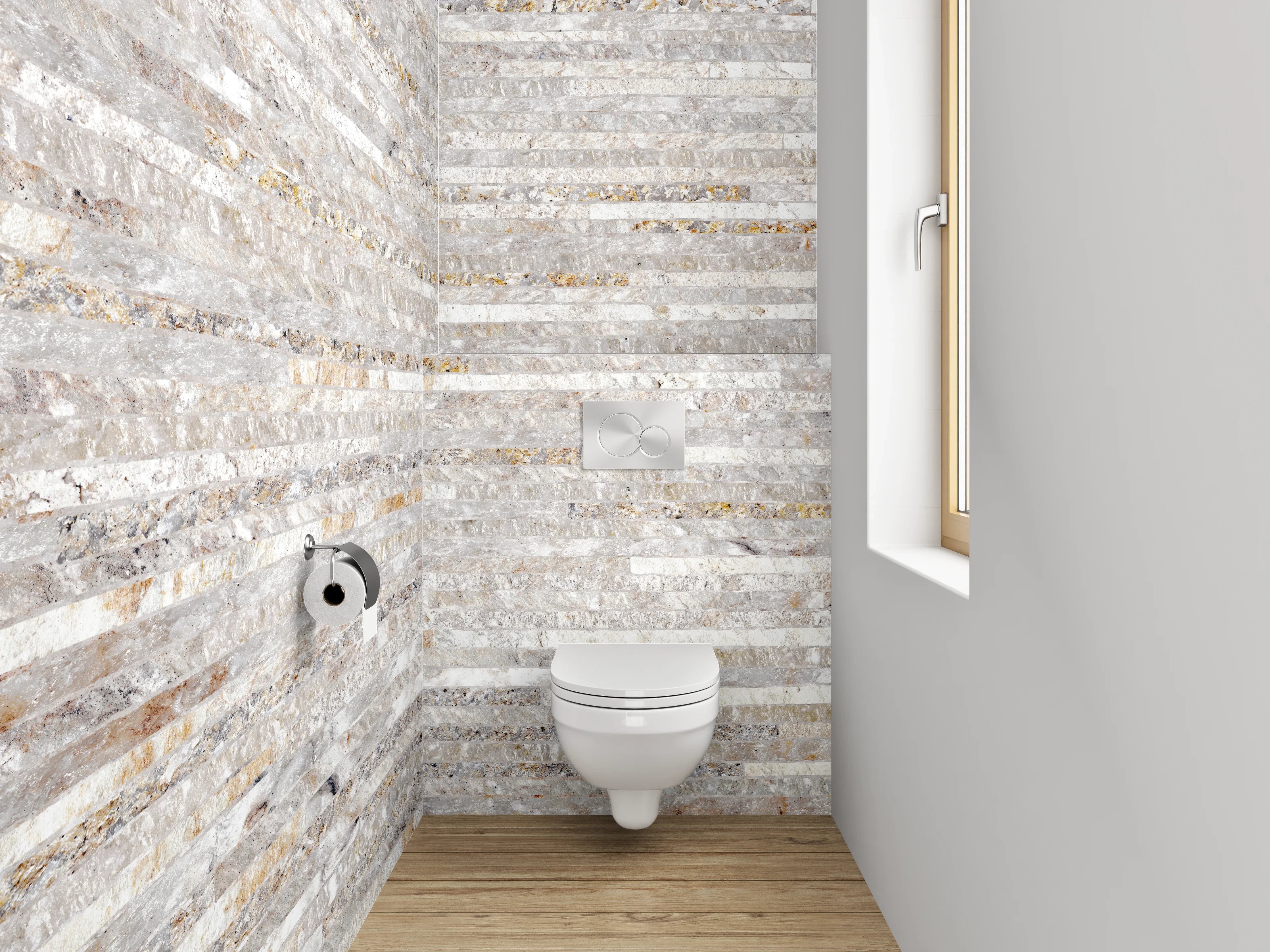 WC-Rückwand - Moderner weiß-grauer Marmor-Look