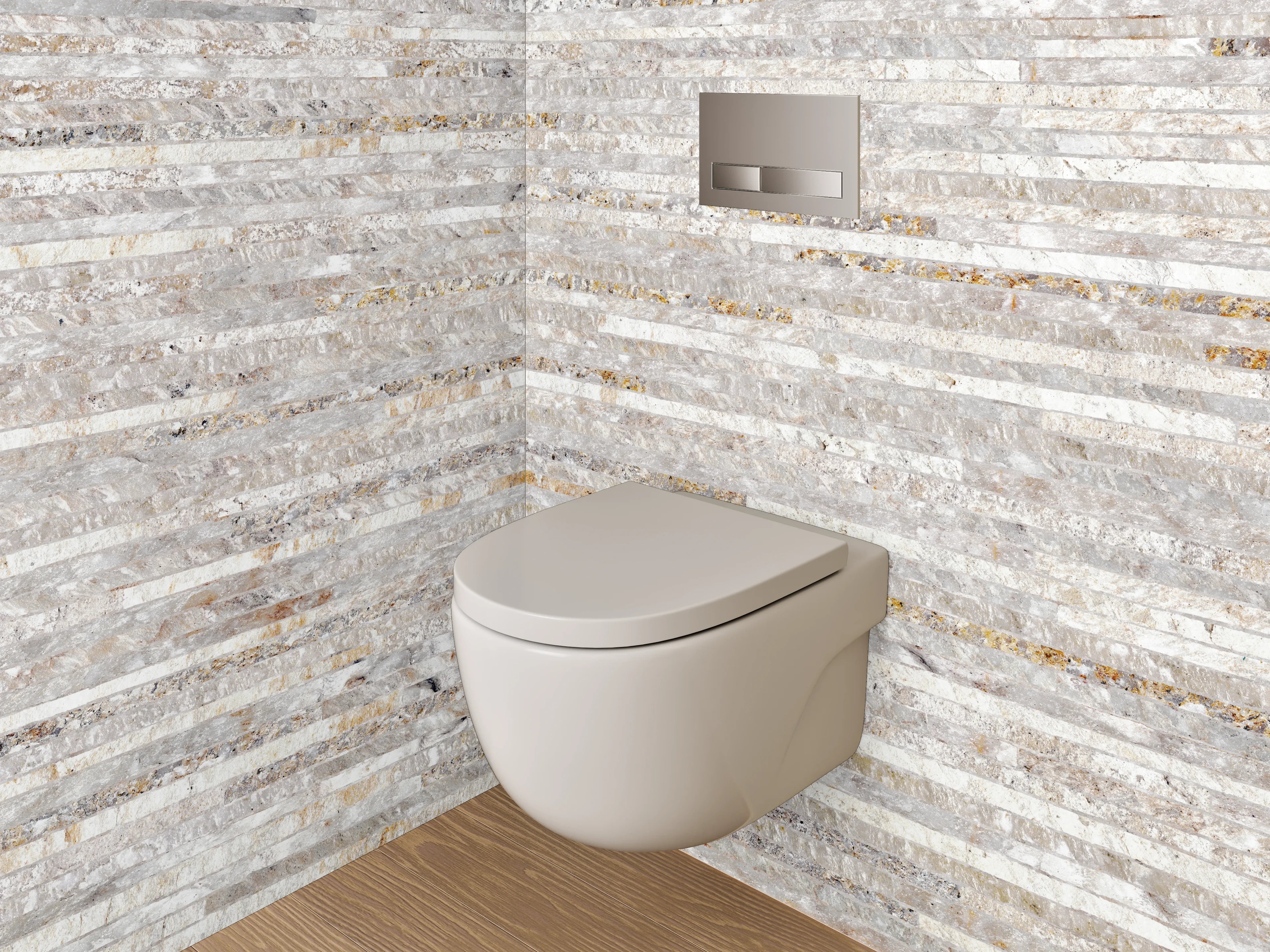 WC-Rückwand - Moderner weiß-grauer Marmor-Look