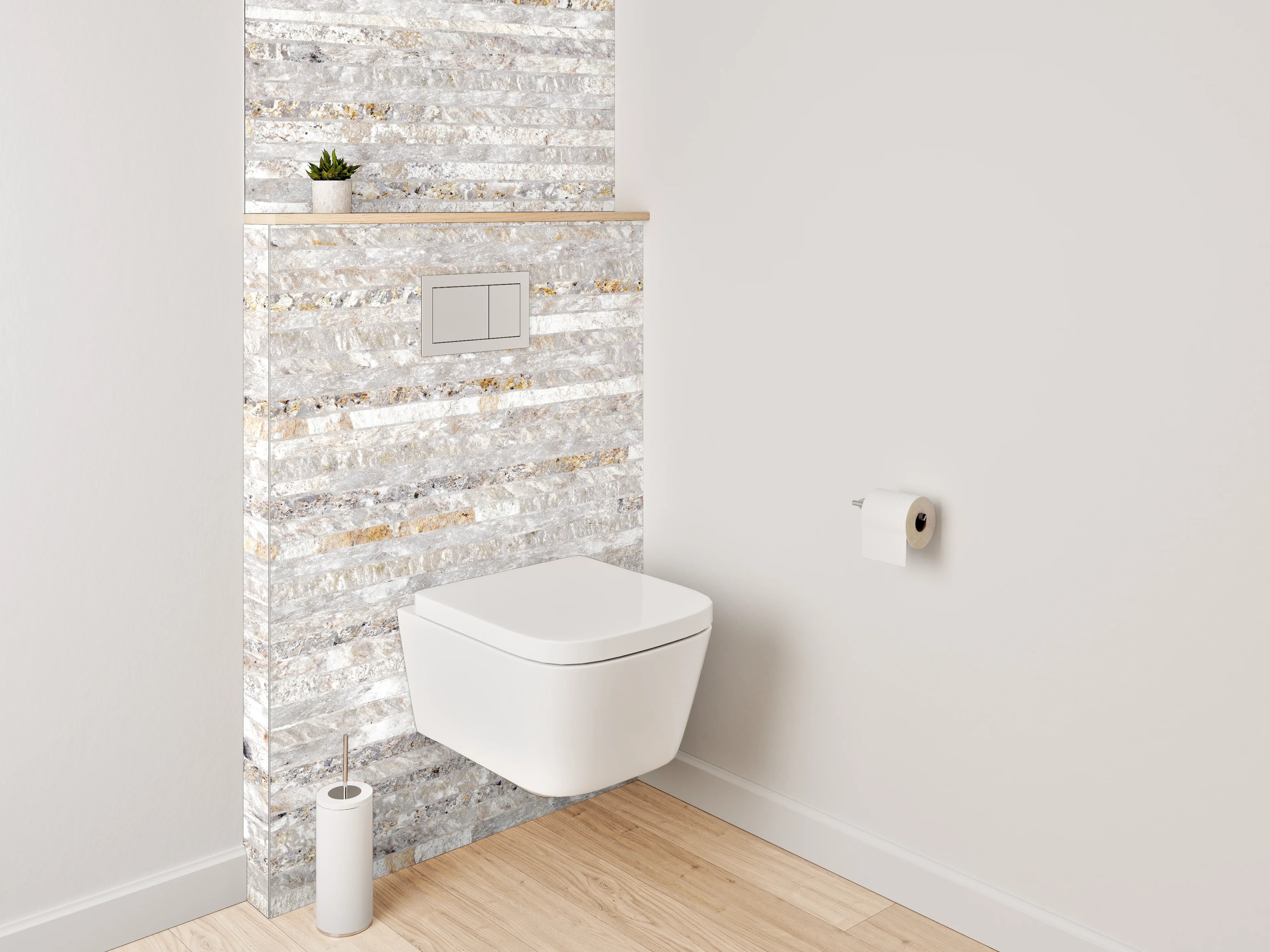 WC-Rückwand - Moderner weiß-grauer Marmor-Look