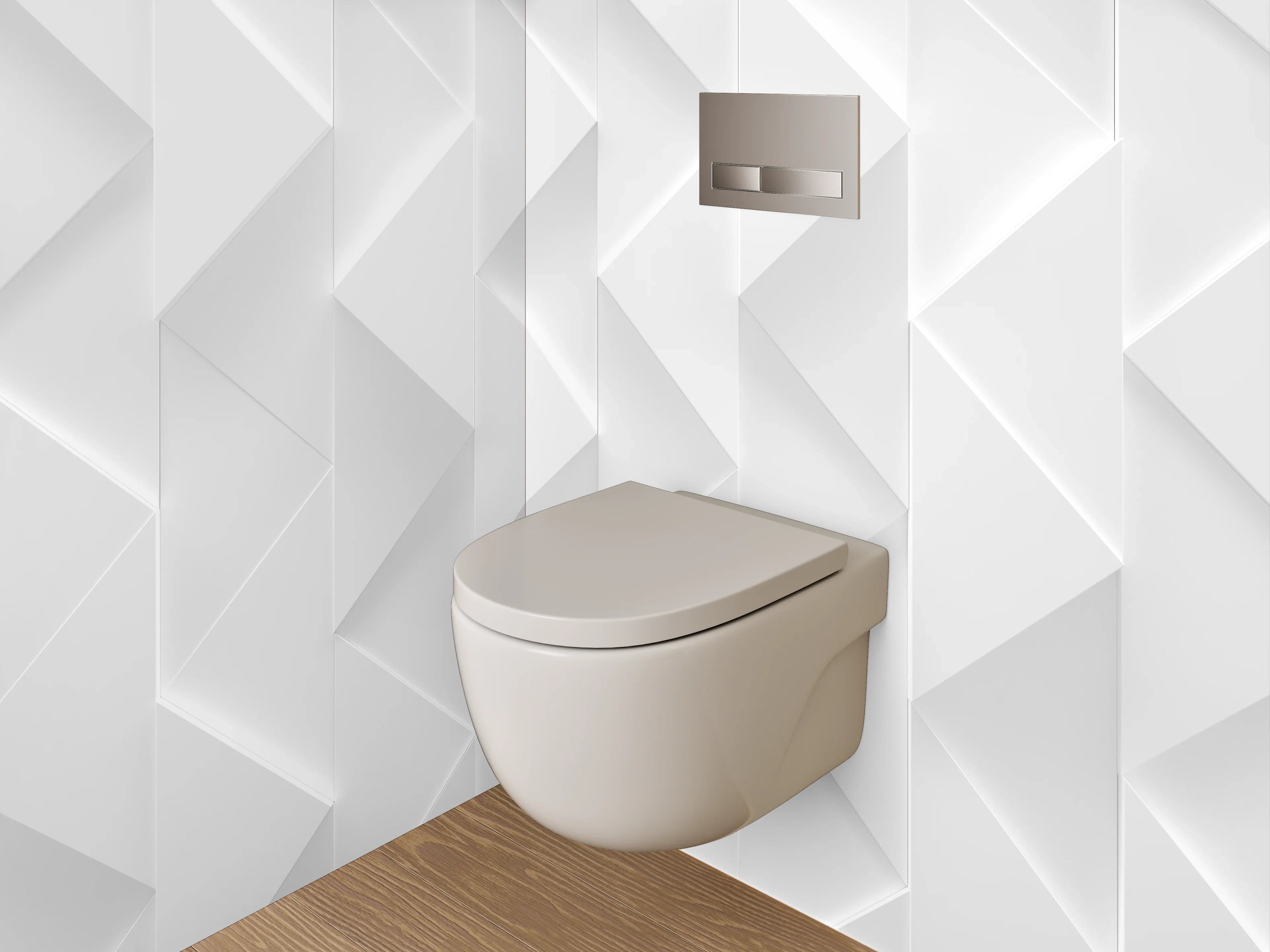 WC-Rückwand - Modernes 3D Chevron Muster Weiß Grau