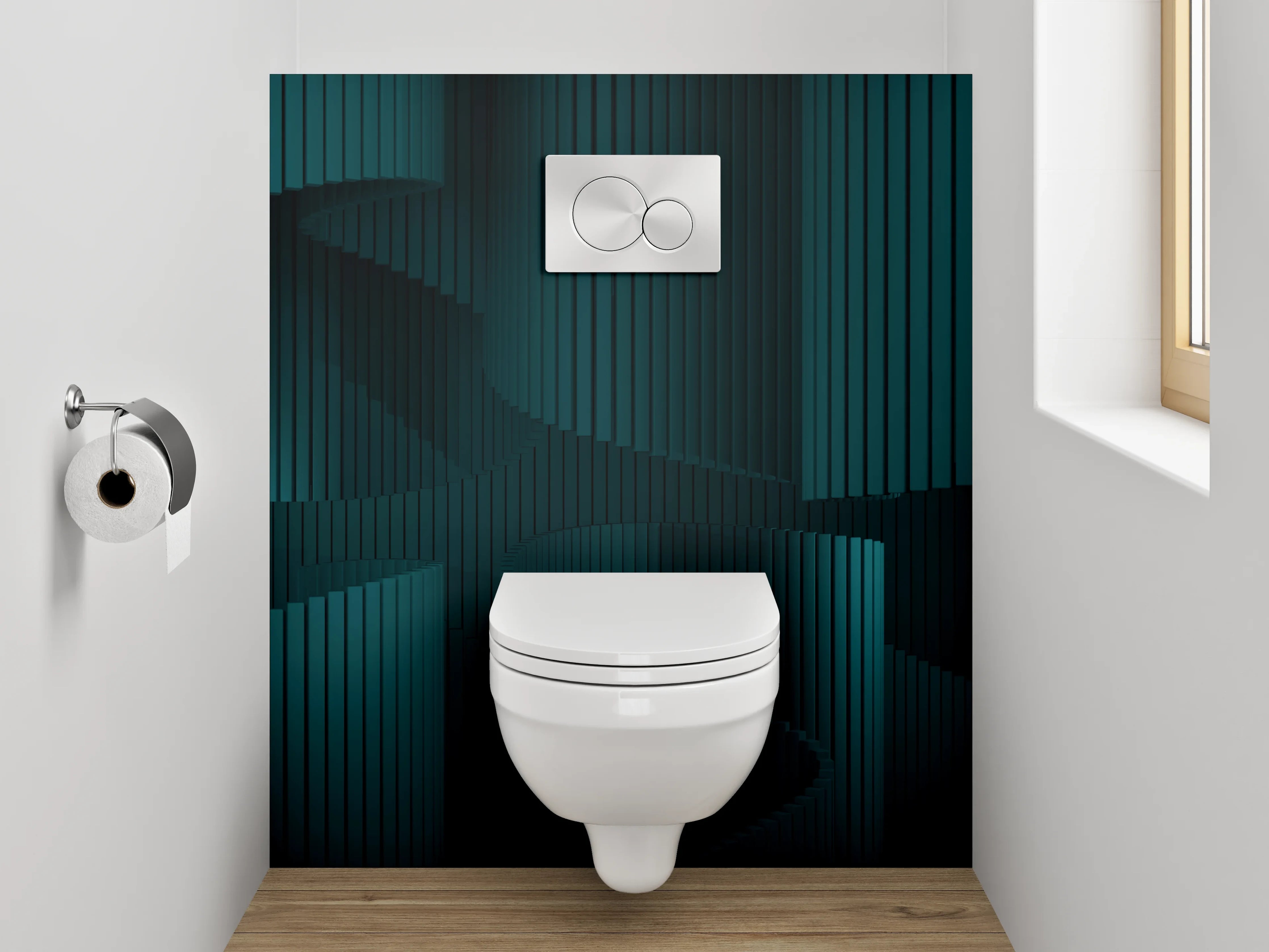 WC-Rückwand - Modernes 3D Muster in Türkis