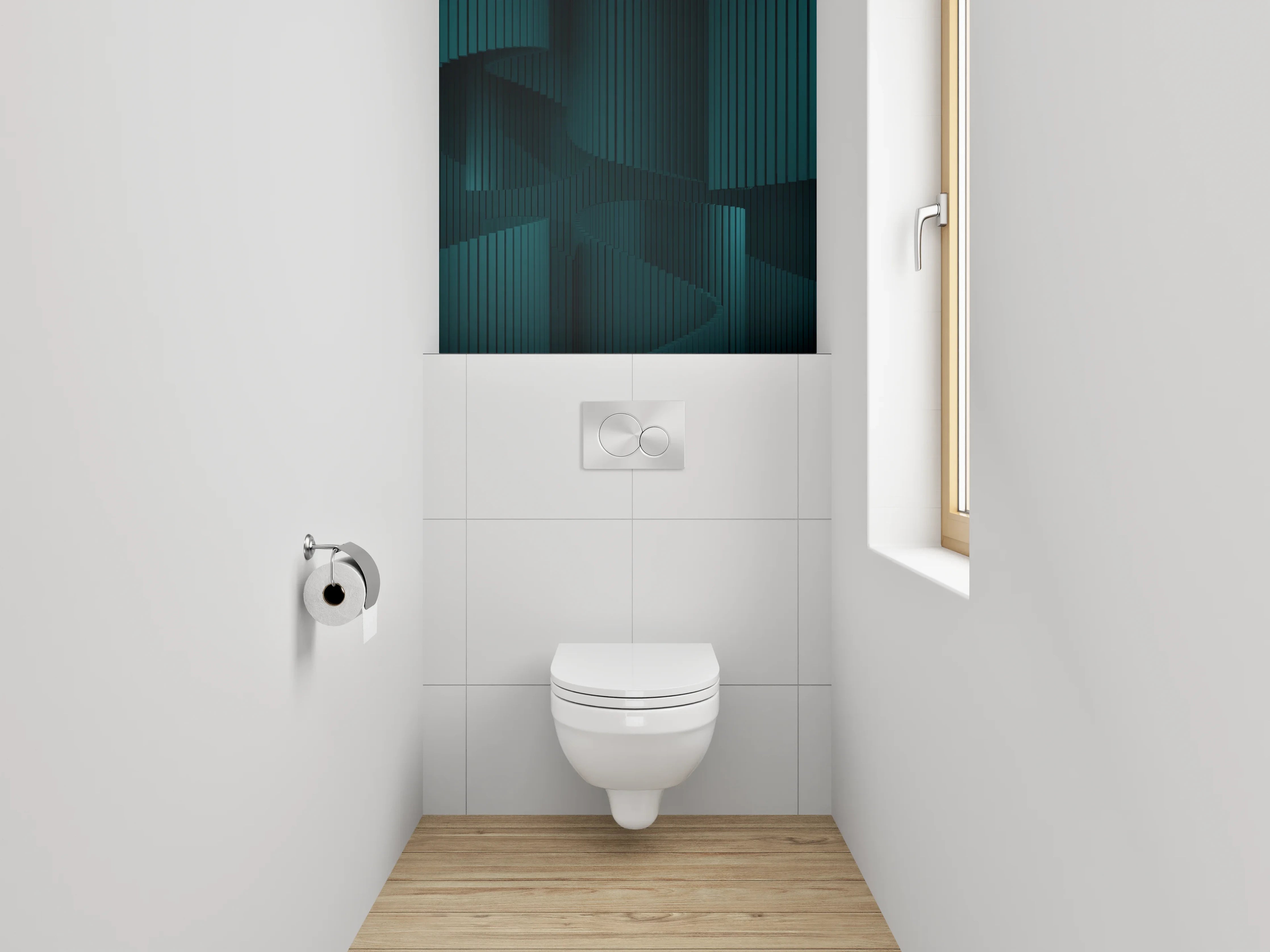 WC-Rückwand - Modernes 3D Muster in Türkis