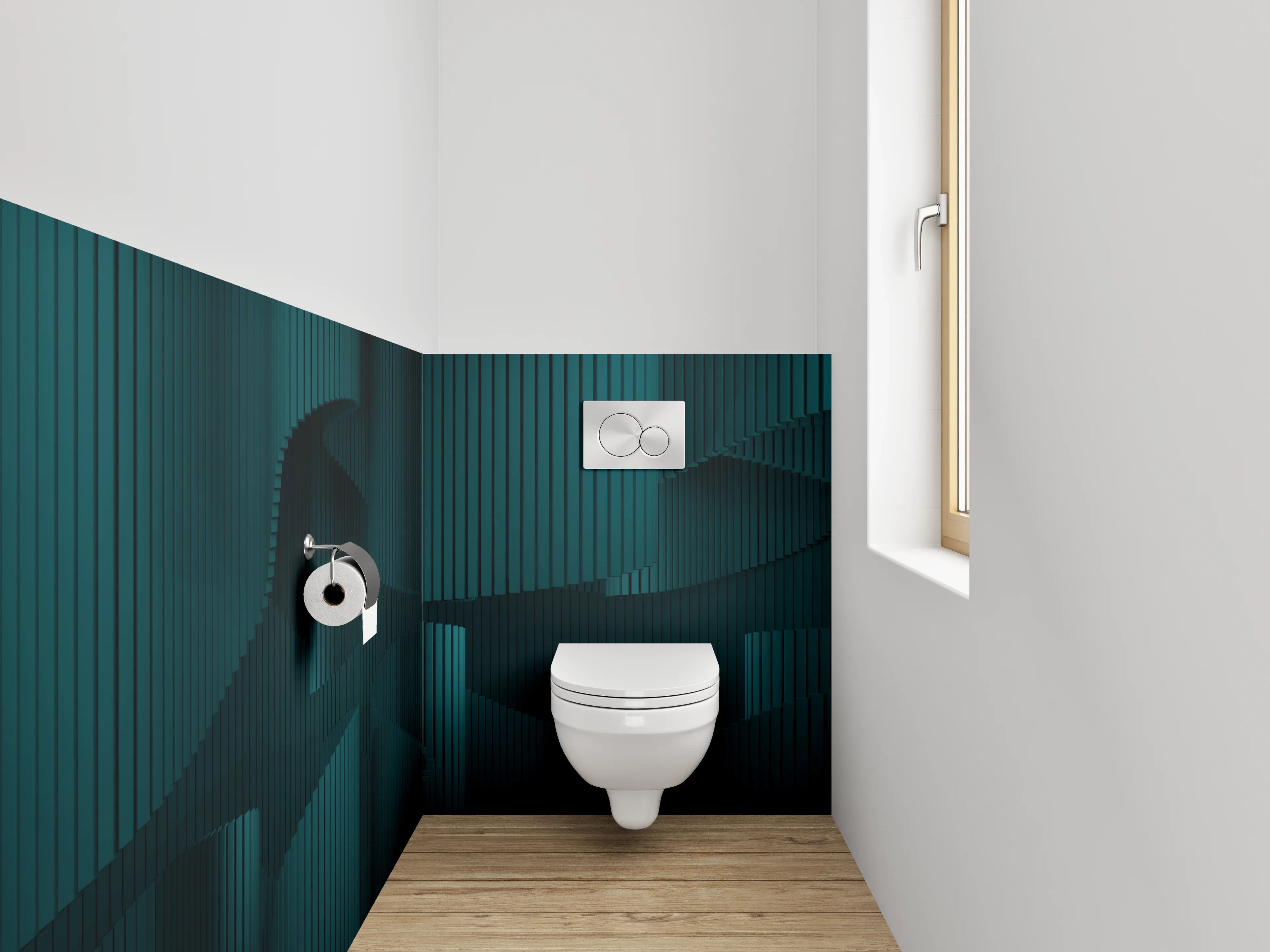 WC-Rückwand - Modernes 3D Muster in Türkis
